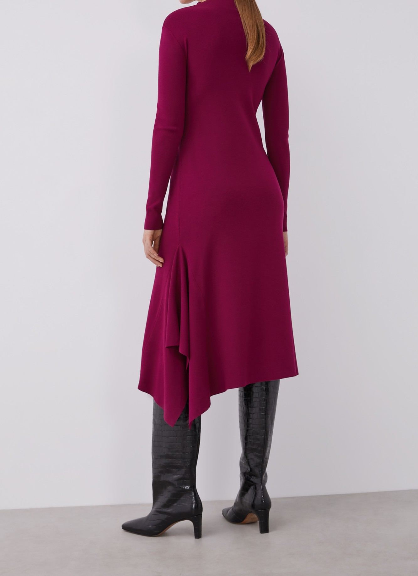 Vestido en punto goma con godet lateral image number 1