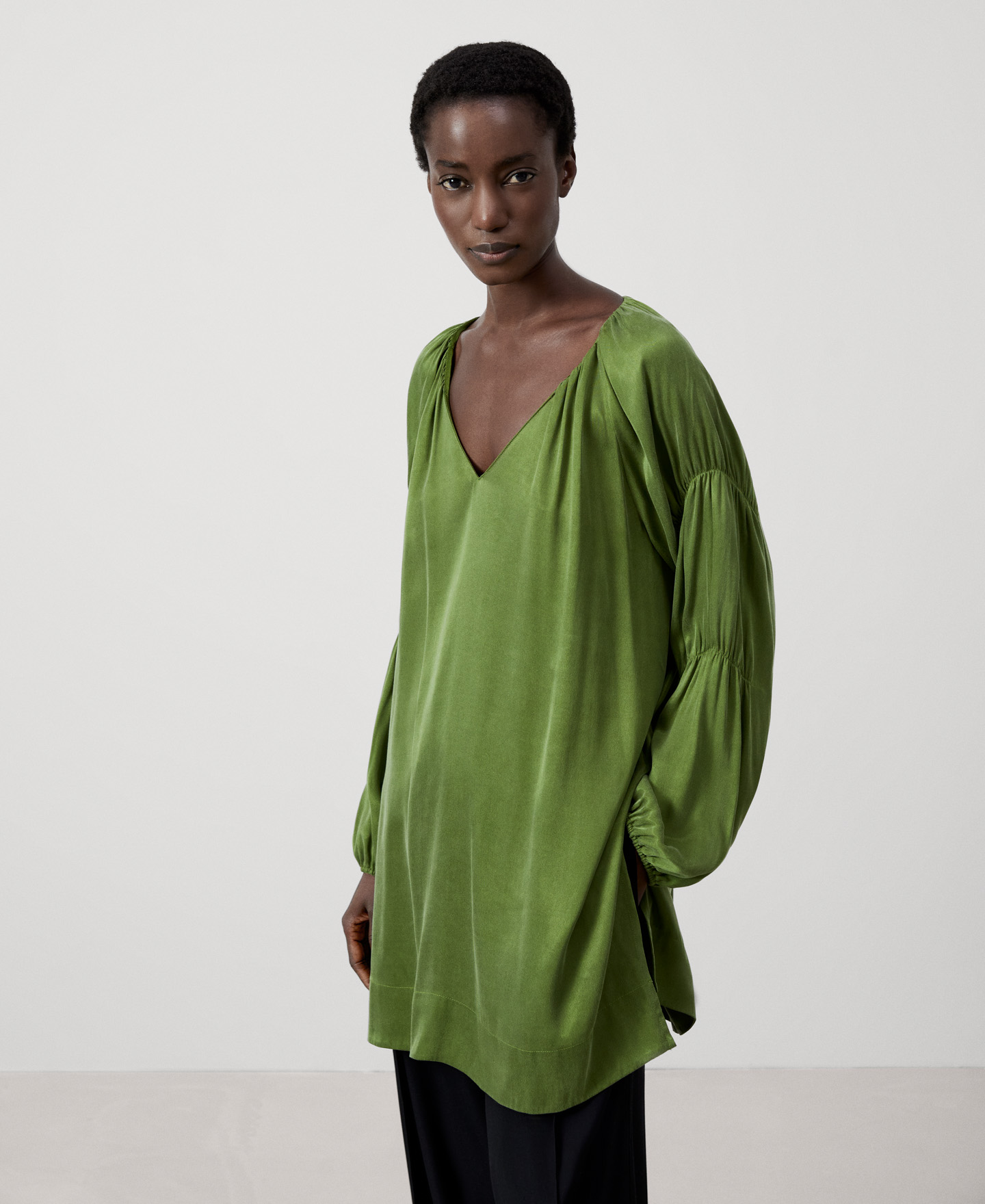 Cupro v-neckline blouse image number 0