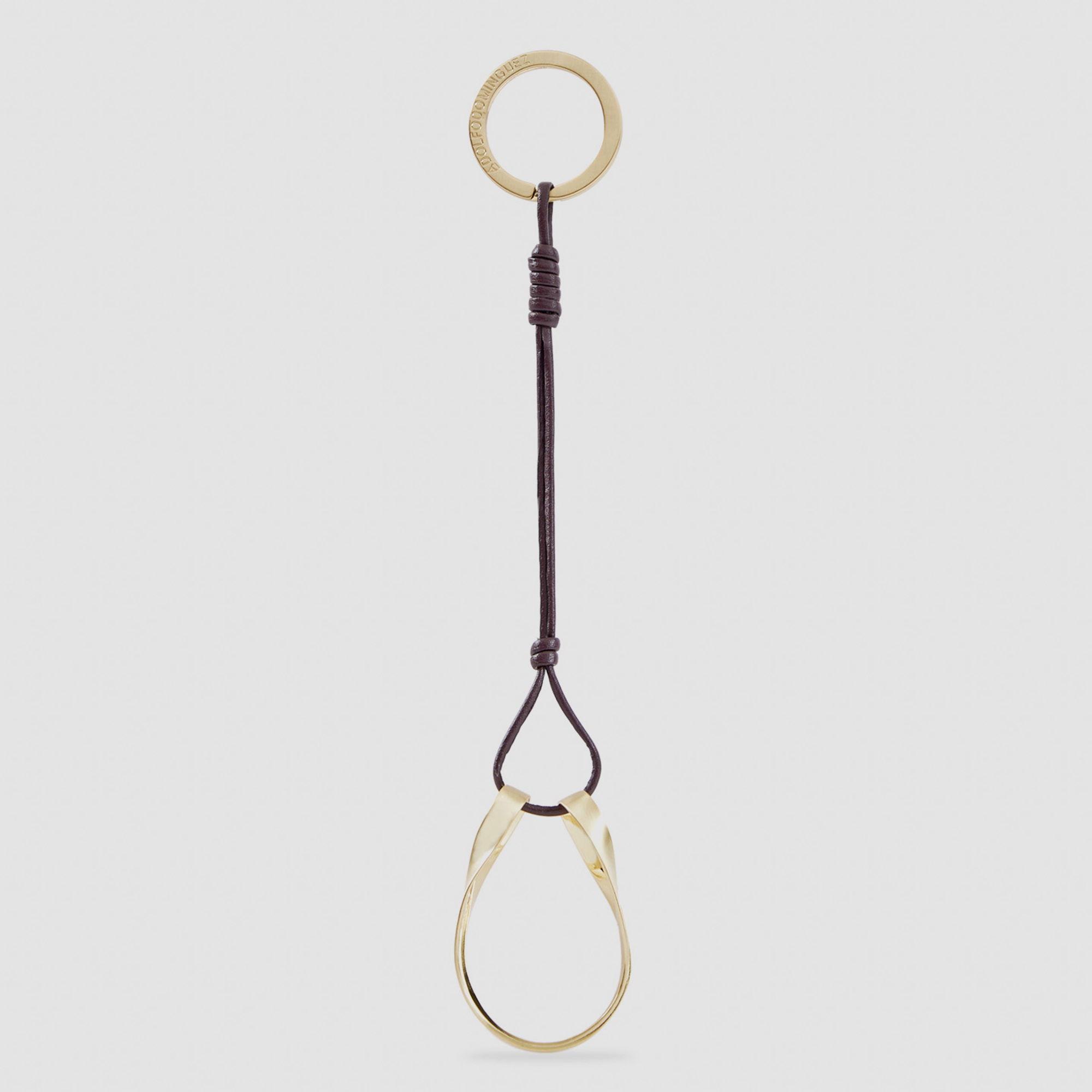 Vachetta leather keyring organic ring image number 0