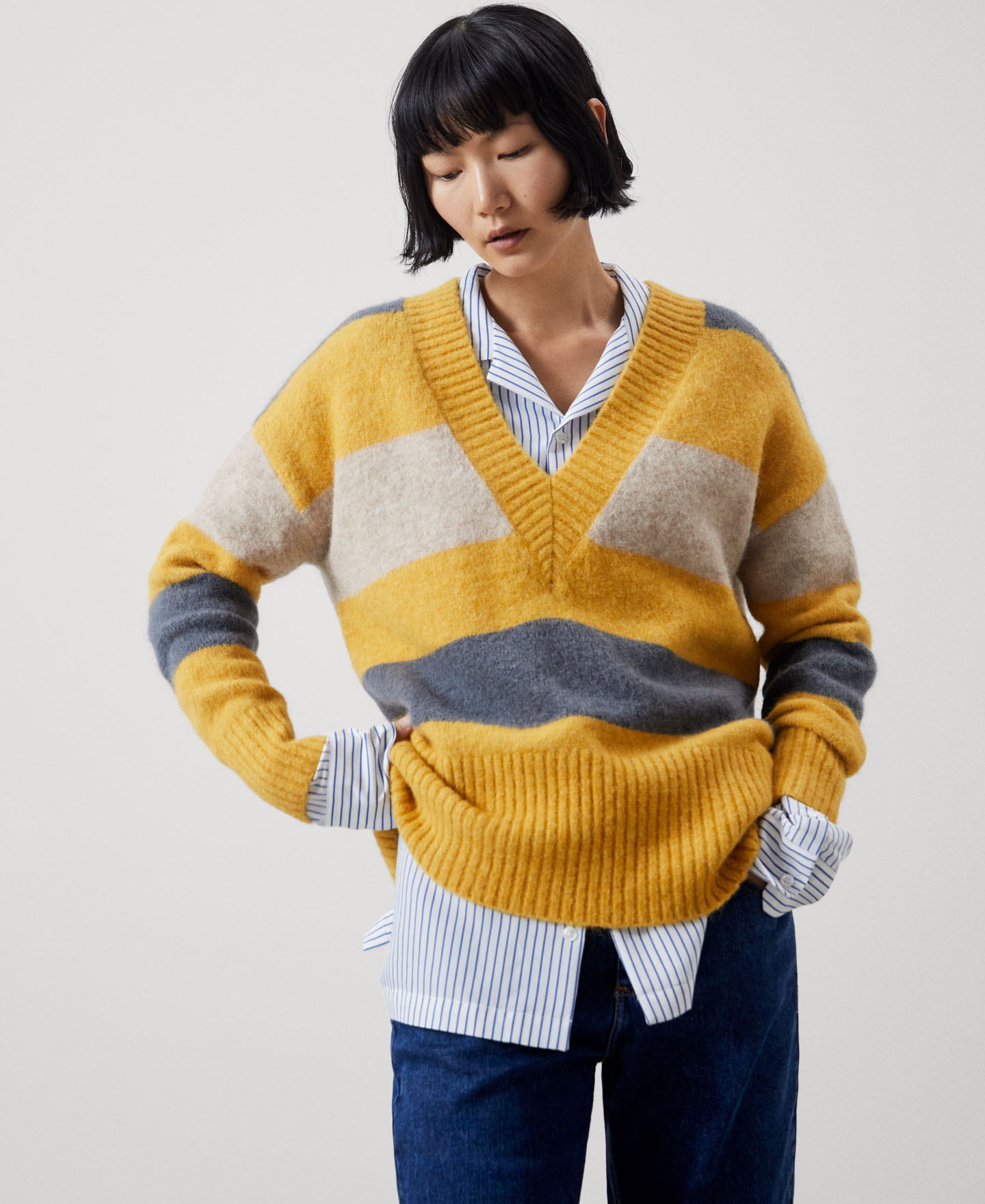 Alpaca striped sweater image number 0