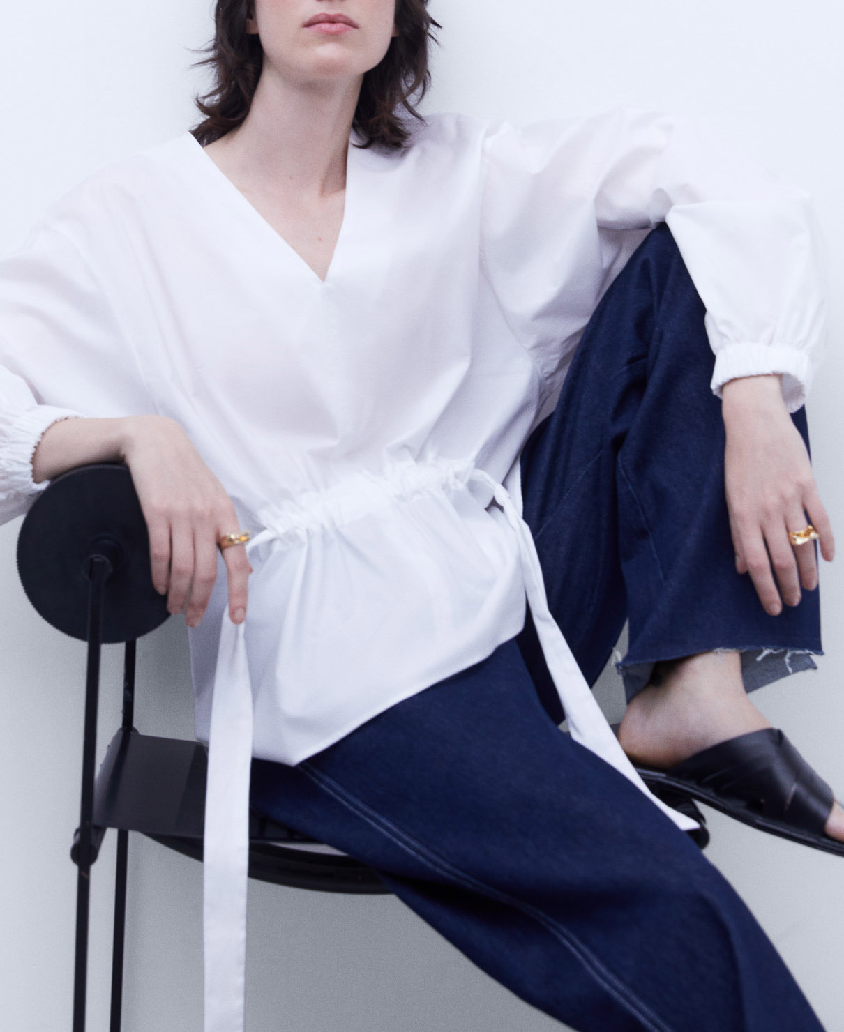 Gathered cotton shirt image number 1