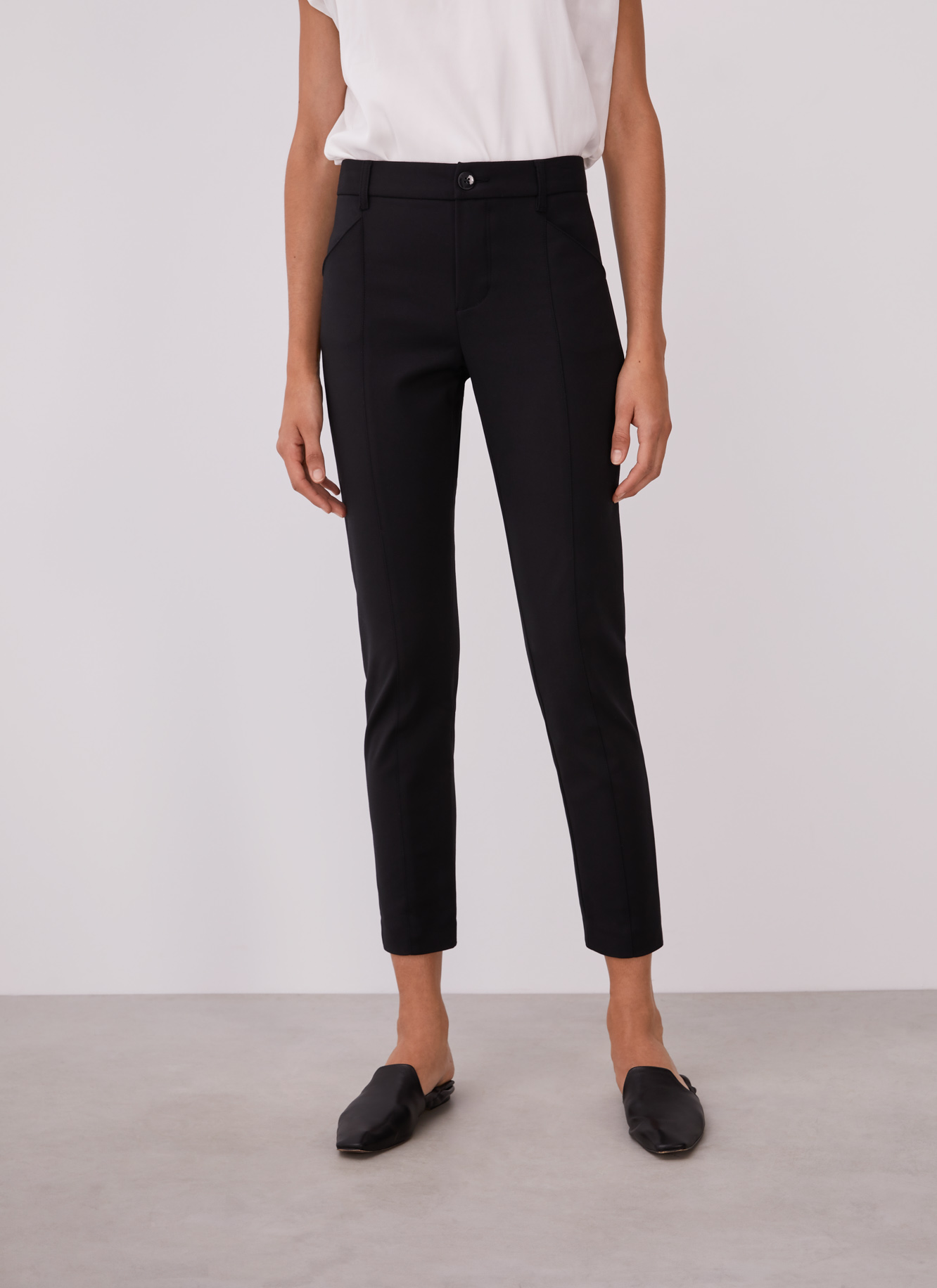 Slim fit trousers with stitching details image number 0