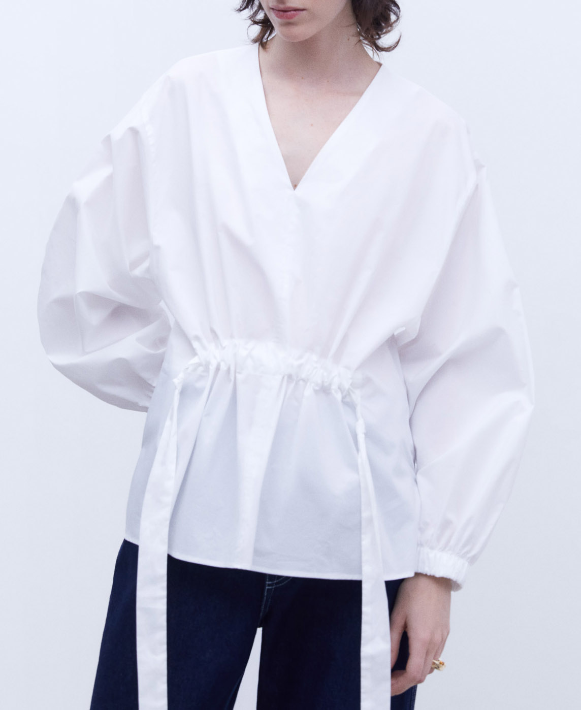 Gathered cotton shirt image number 0