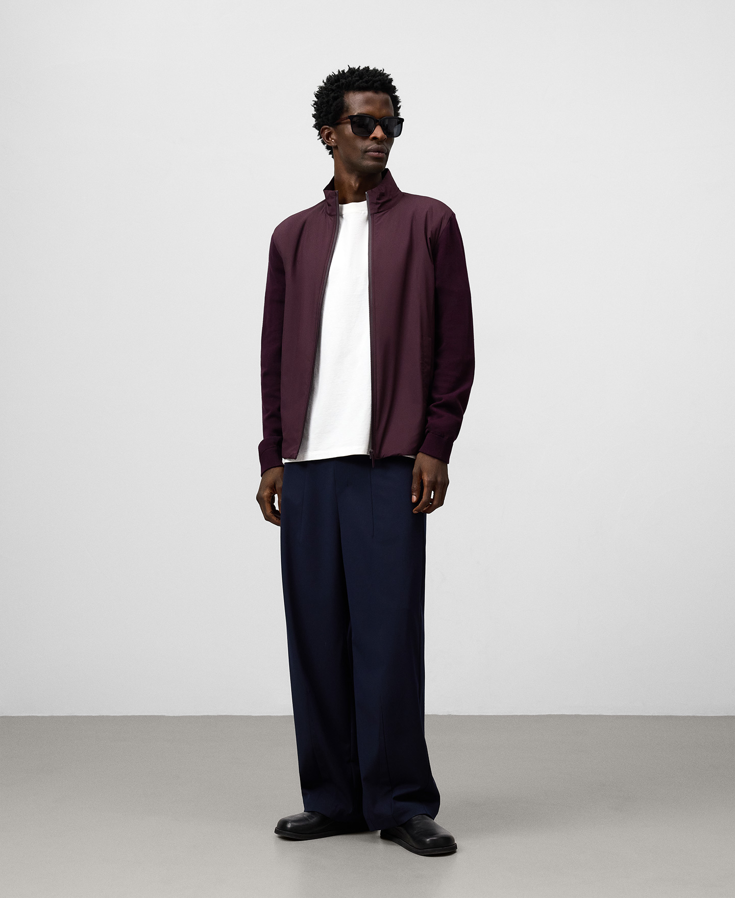 Knit and nylon cardigan man image number 1