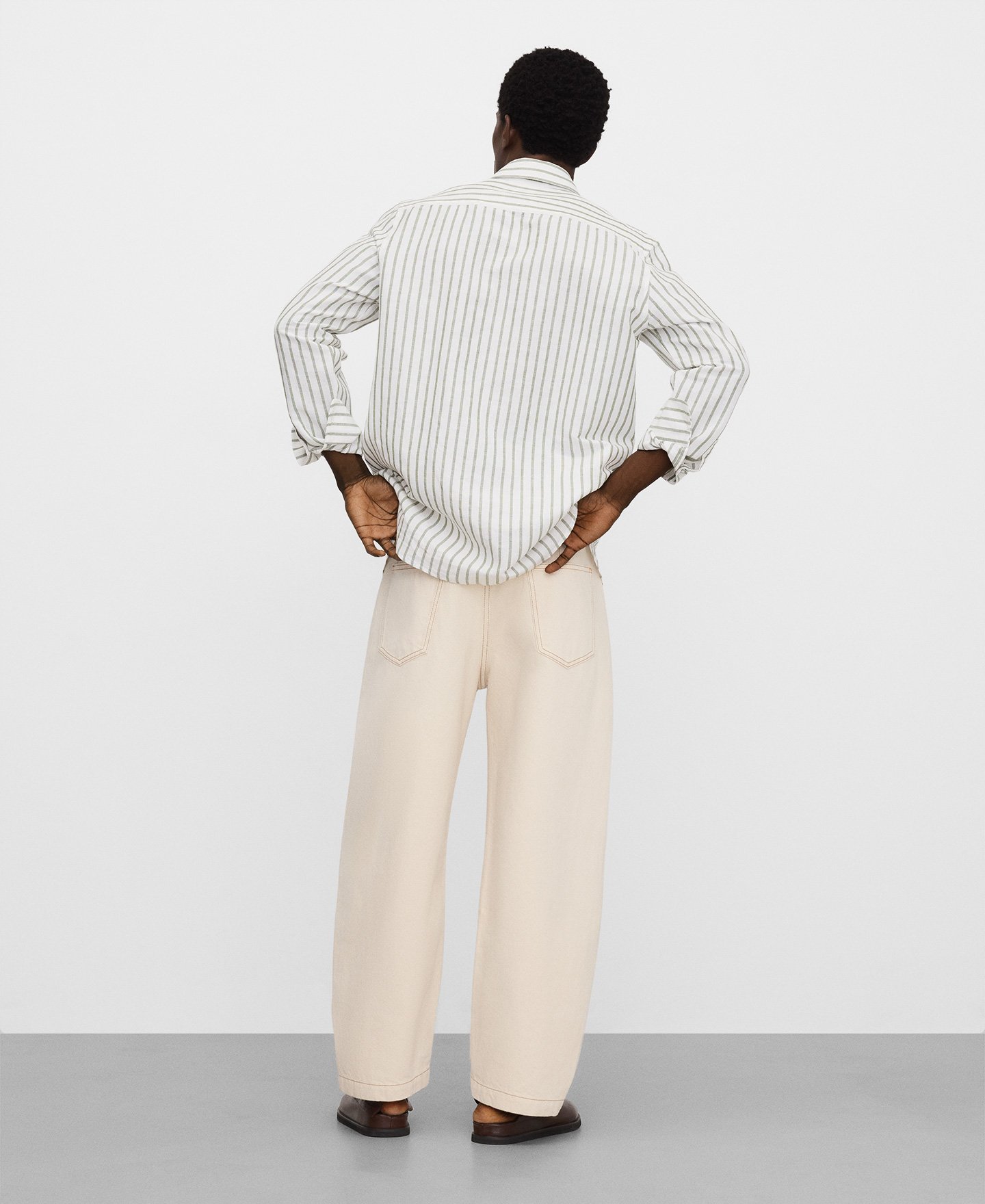 Cotton denim barrel fit trousers image number 2