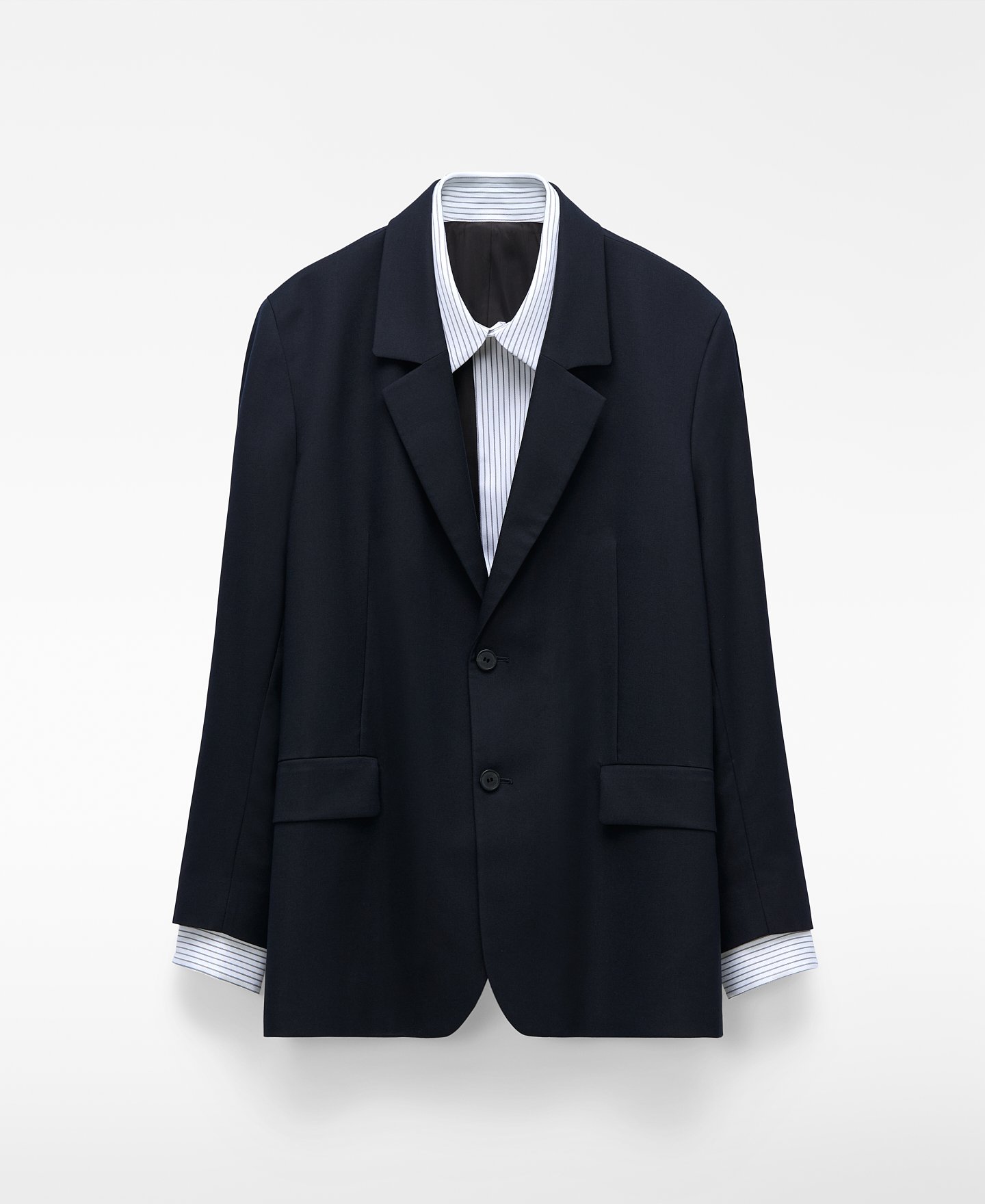 Relaxed fit mixed-fabric blazer man image number 4