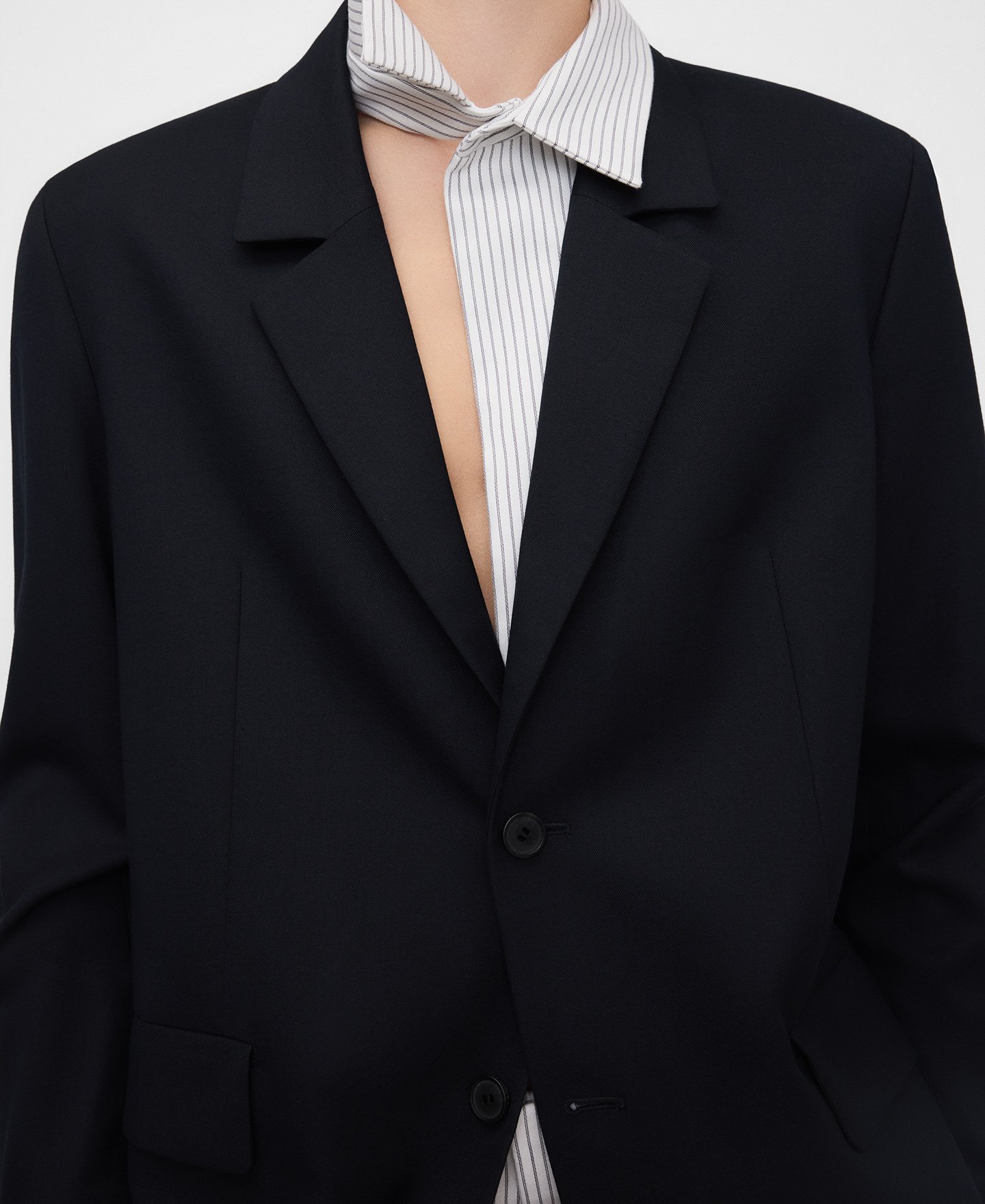 Relaxed fit mixed-fabric blazer man image number 3