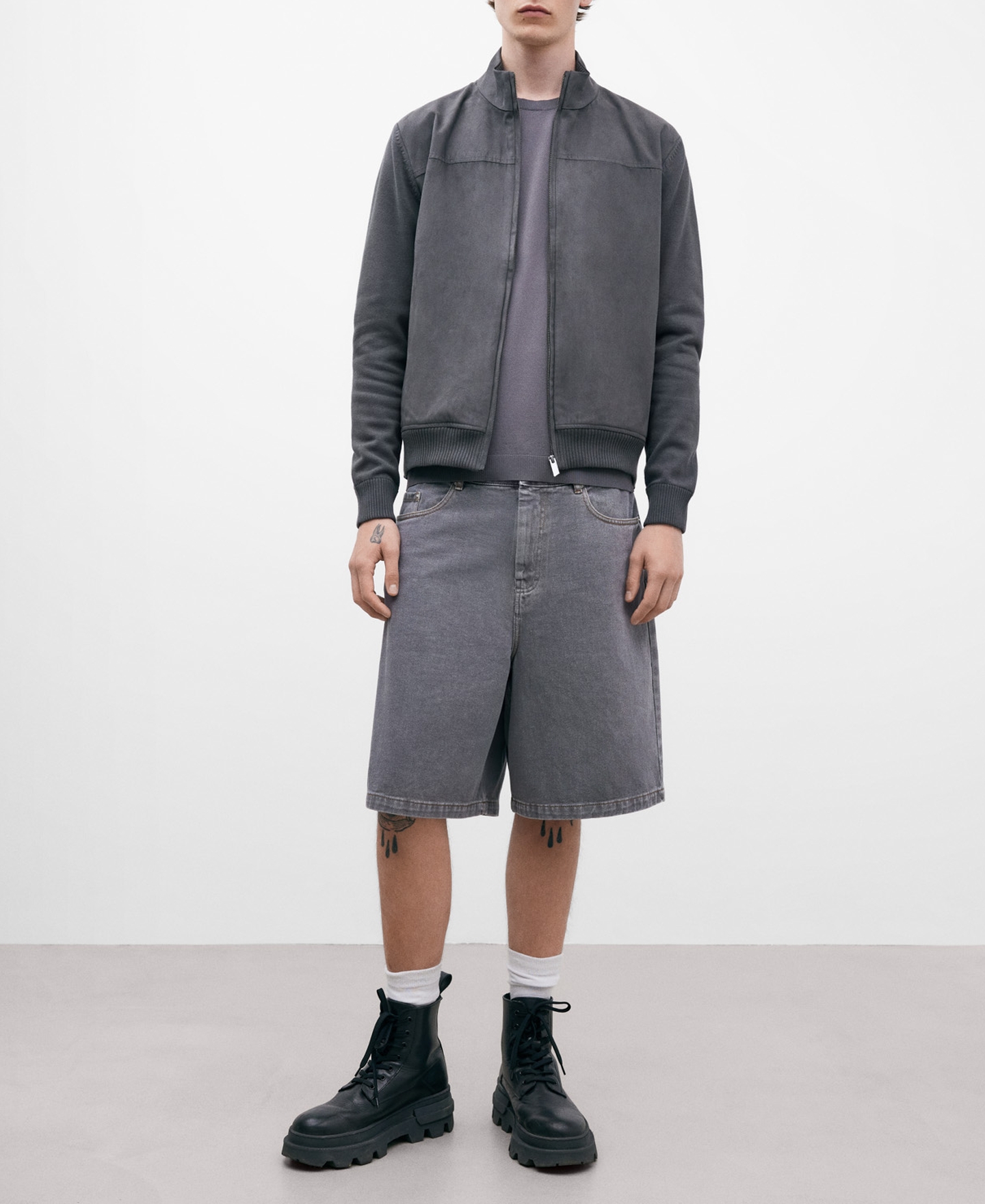 Suede and cotton cardigan for men image number 1