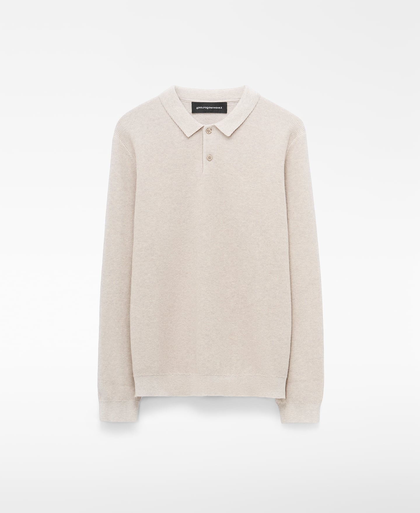 Long sleeve structured knit polo shirt image number 4
