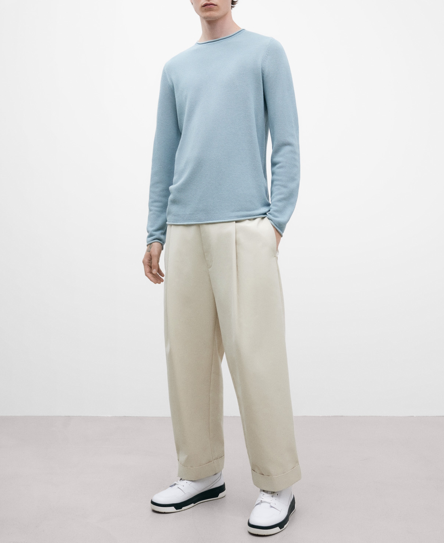 Camiseta azul clara de manga larga image number 1