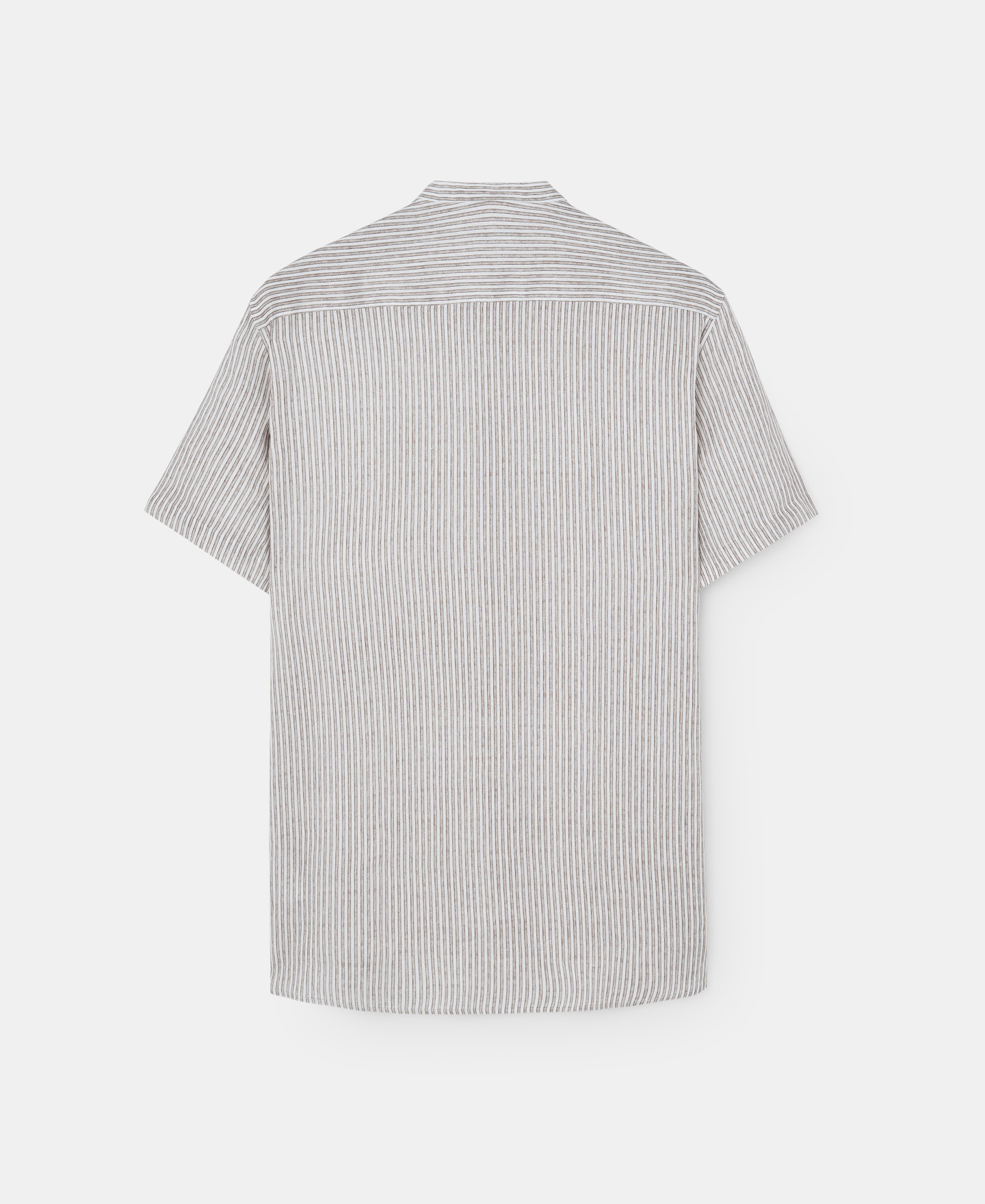 Mandarin collar striped linen shirt image number 5