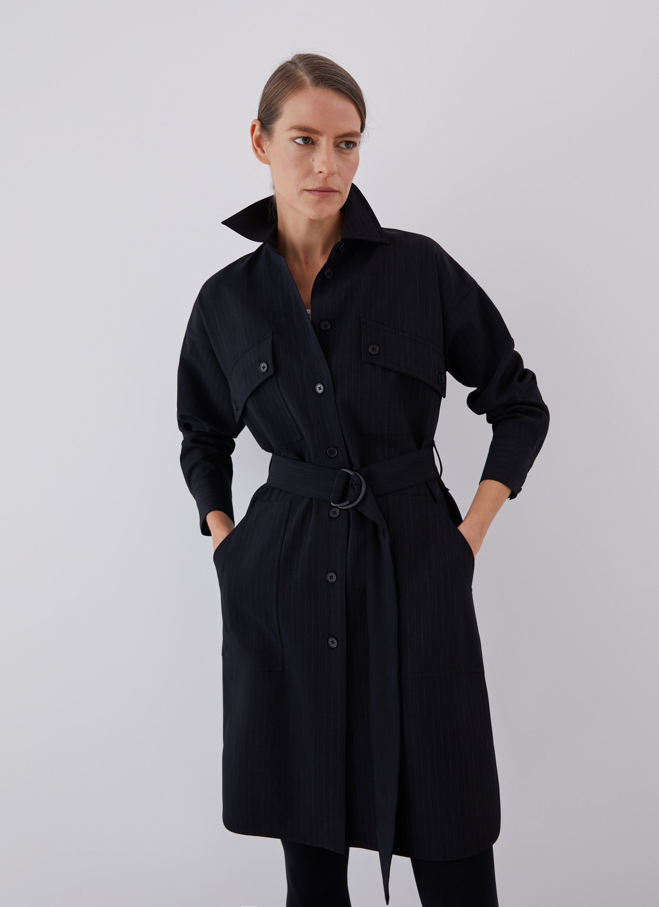 Shirt dress with belt image number 0