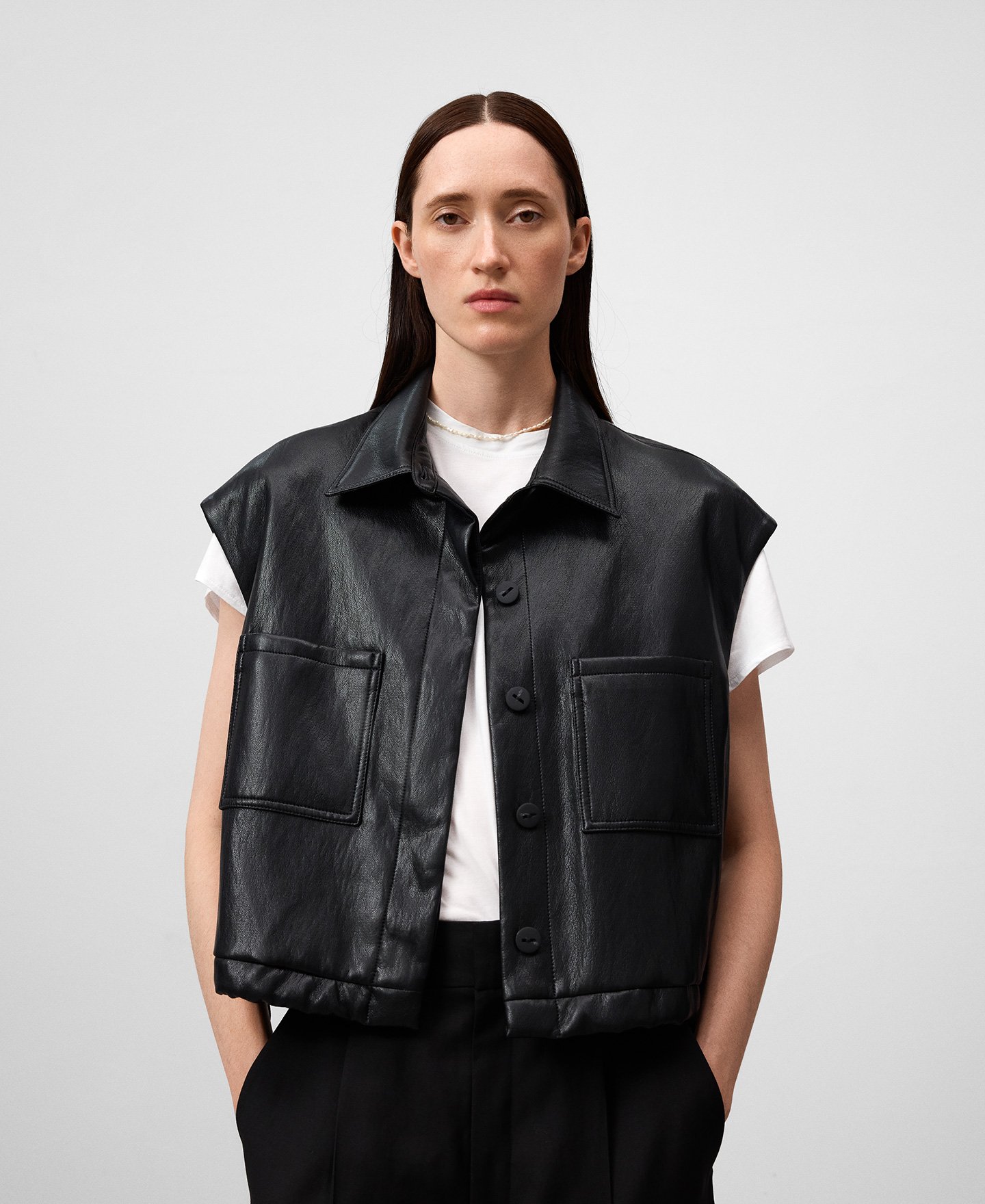 Leather-Non-Leather vest woman image number 0