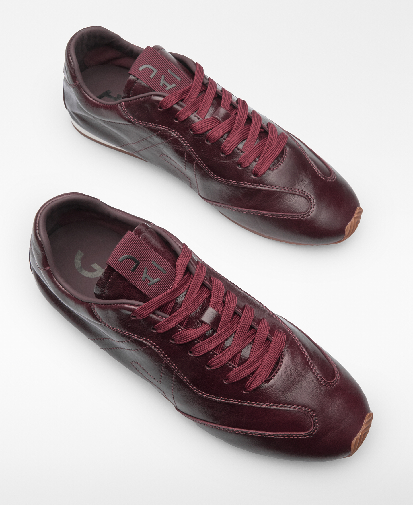 Leather sneaker with stitched logo image number 1