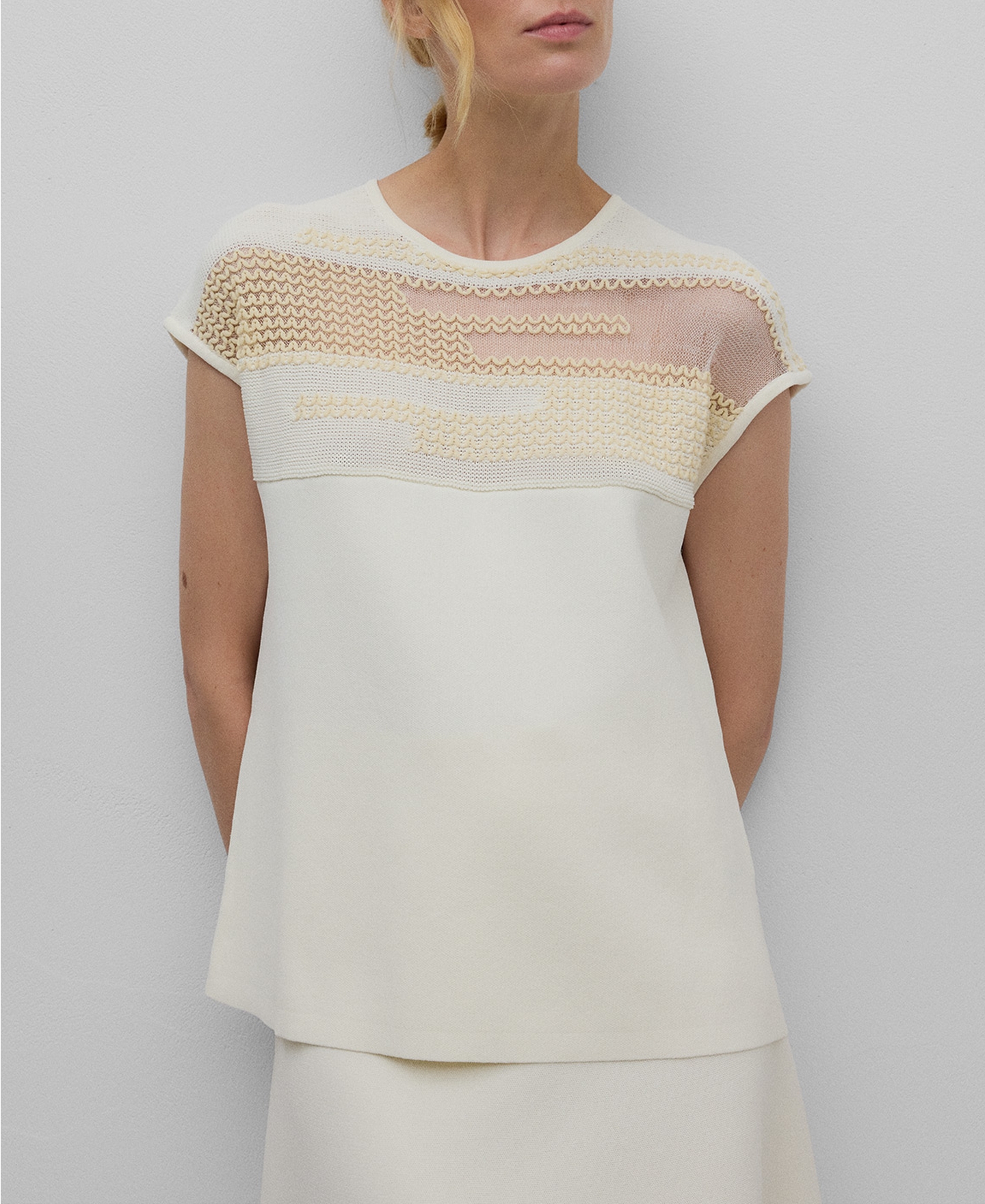 Semi-transparent jacquard sweater woman image number 0