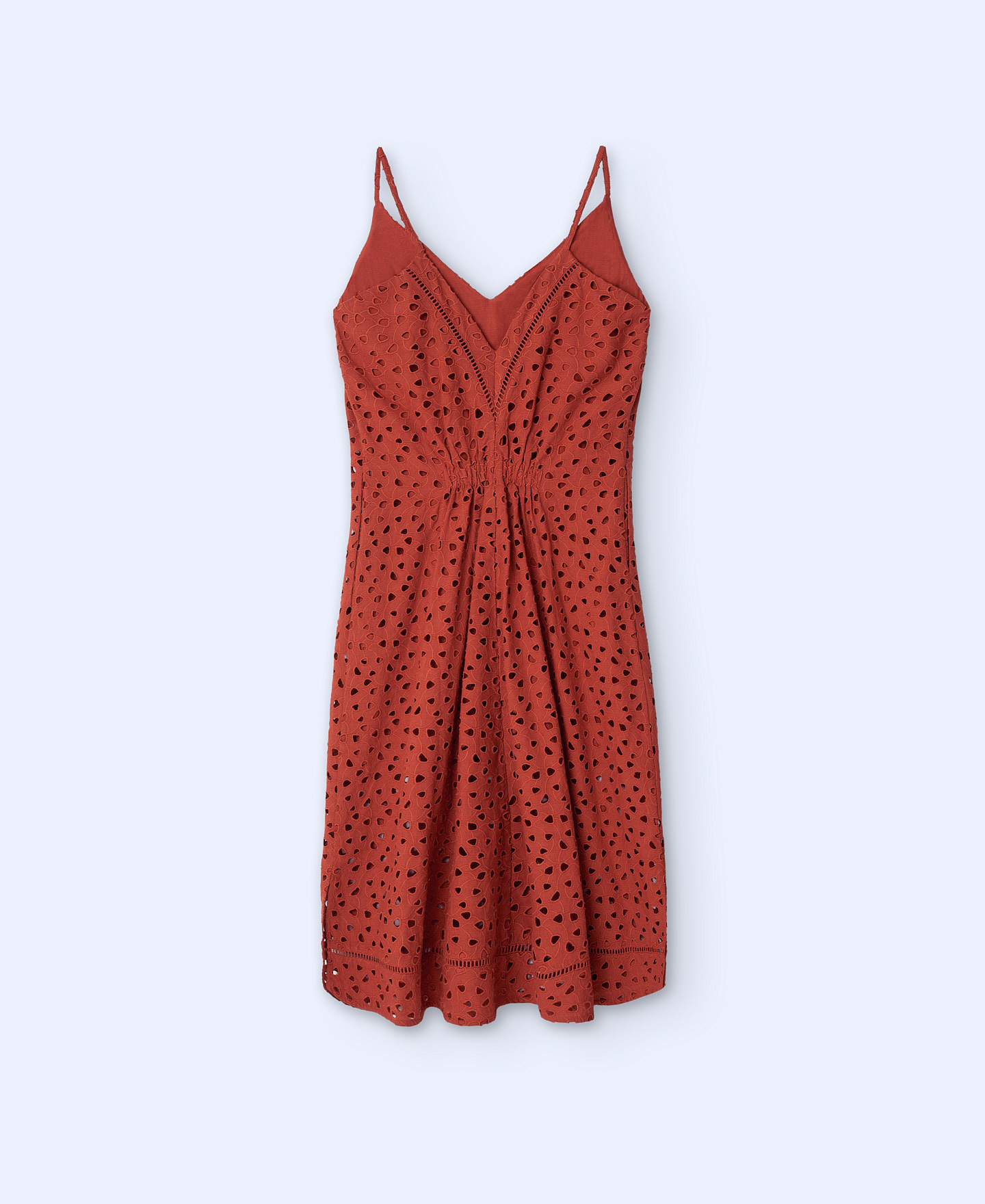 Linen and cotton V-neckline dress image number 5