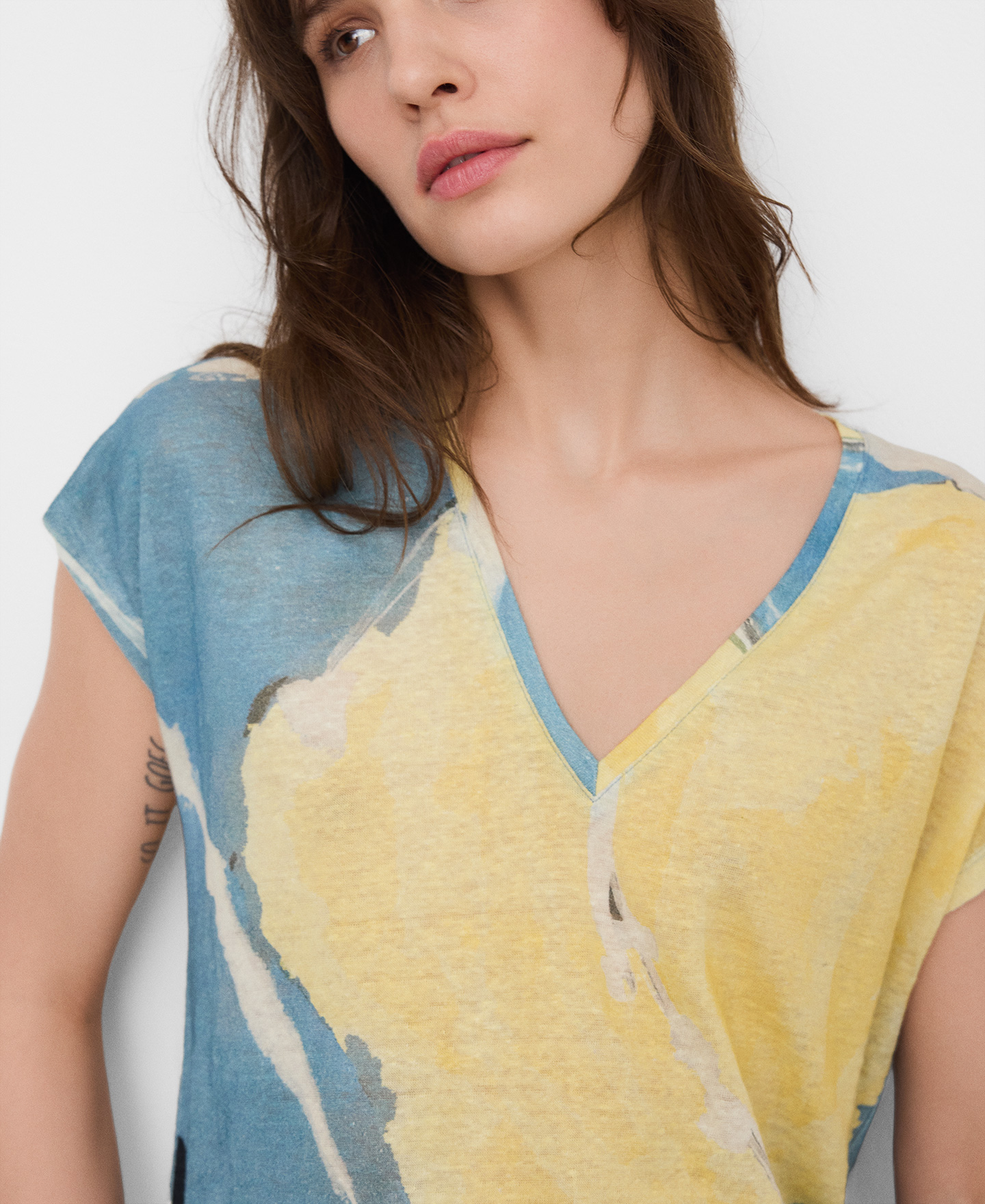 European linen printed T-shirt image number 3