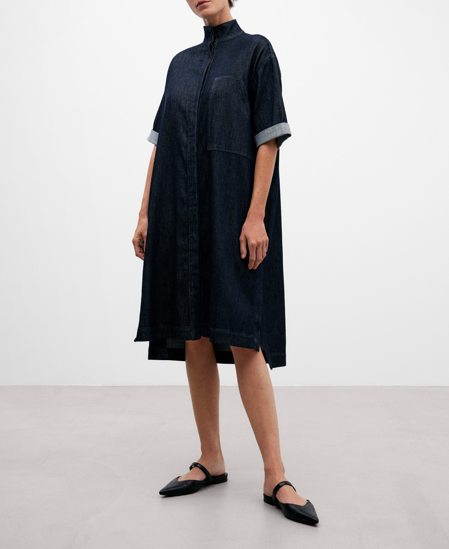 Vestido camisero denim image number 1