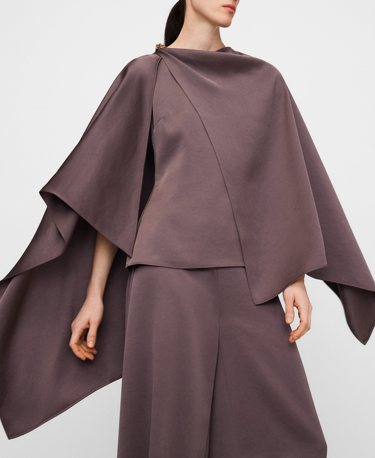 Satin asymmetric top with cape image number 3