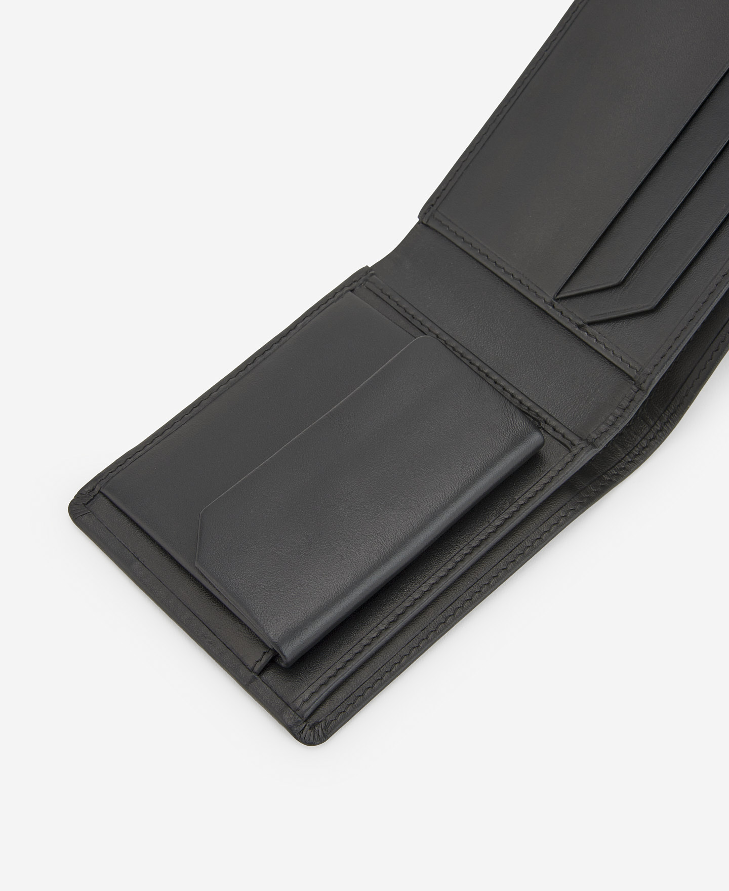 Black leather foldable wallet image number 2