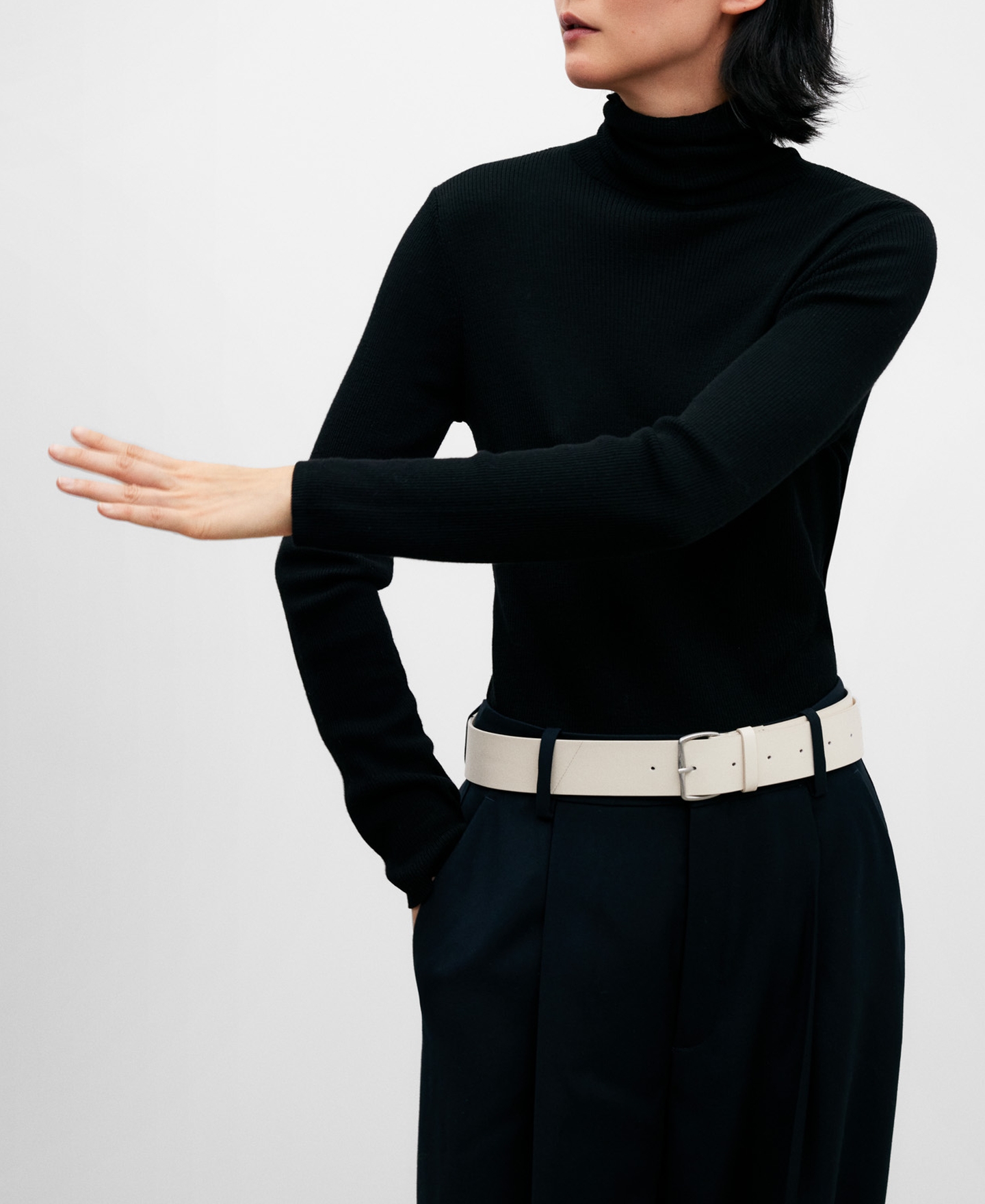 Merino wool ribbed sweater for women image number 0