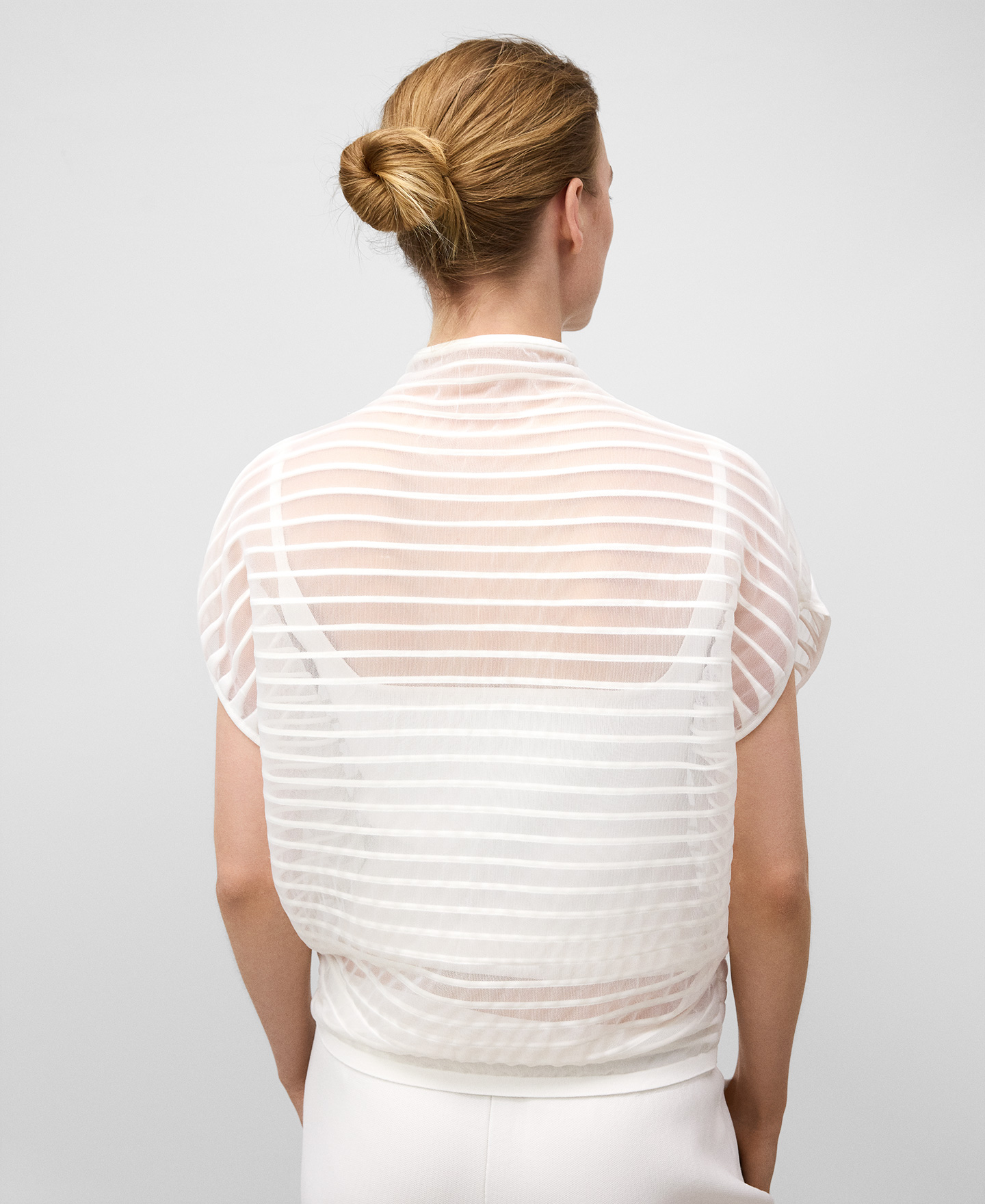 Sheer striped sweater woman image number 2