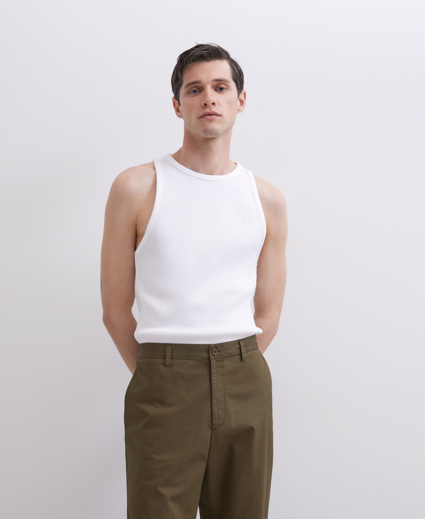Cotton poplin grey trousers image number 3