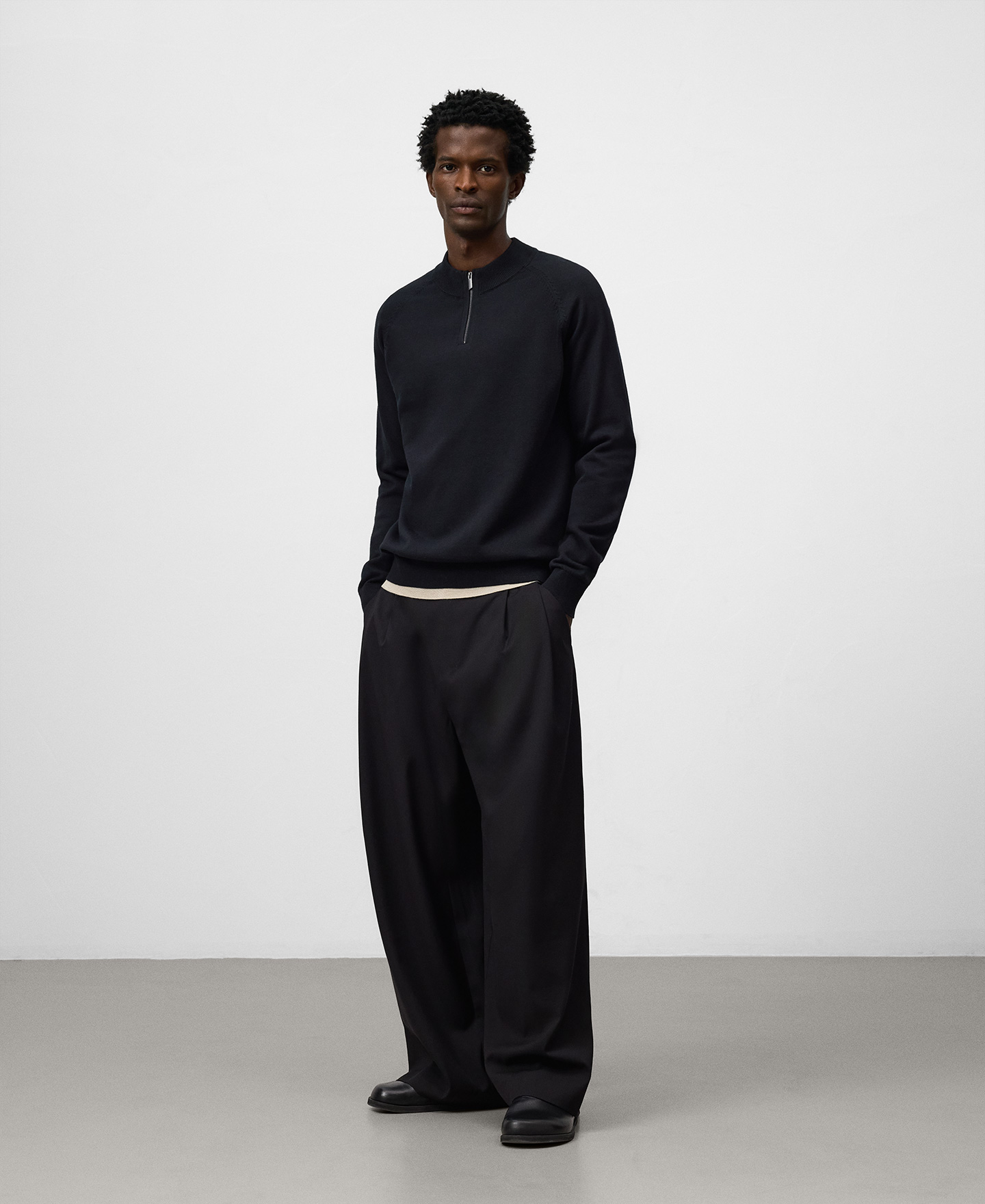 Half-zip perkins collar sweater man image number 1