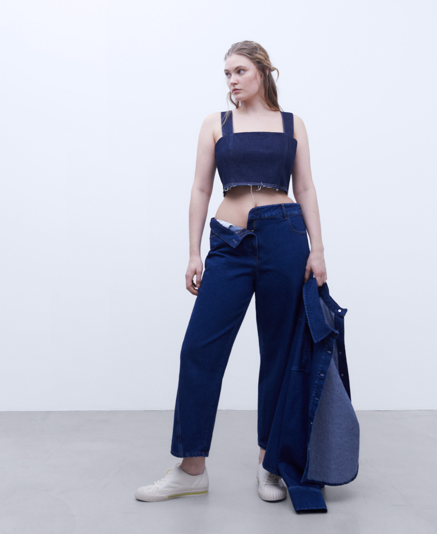 Denim top with contrasting stitching image number 1