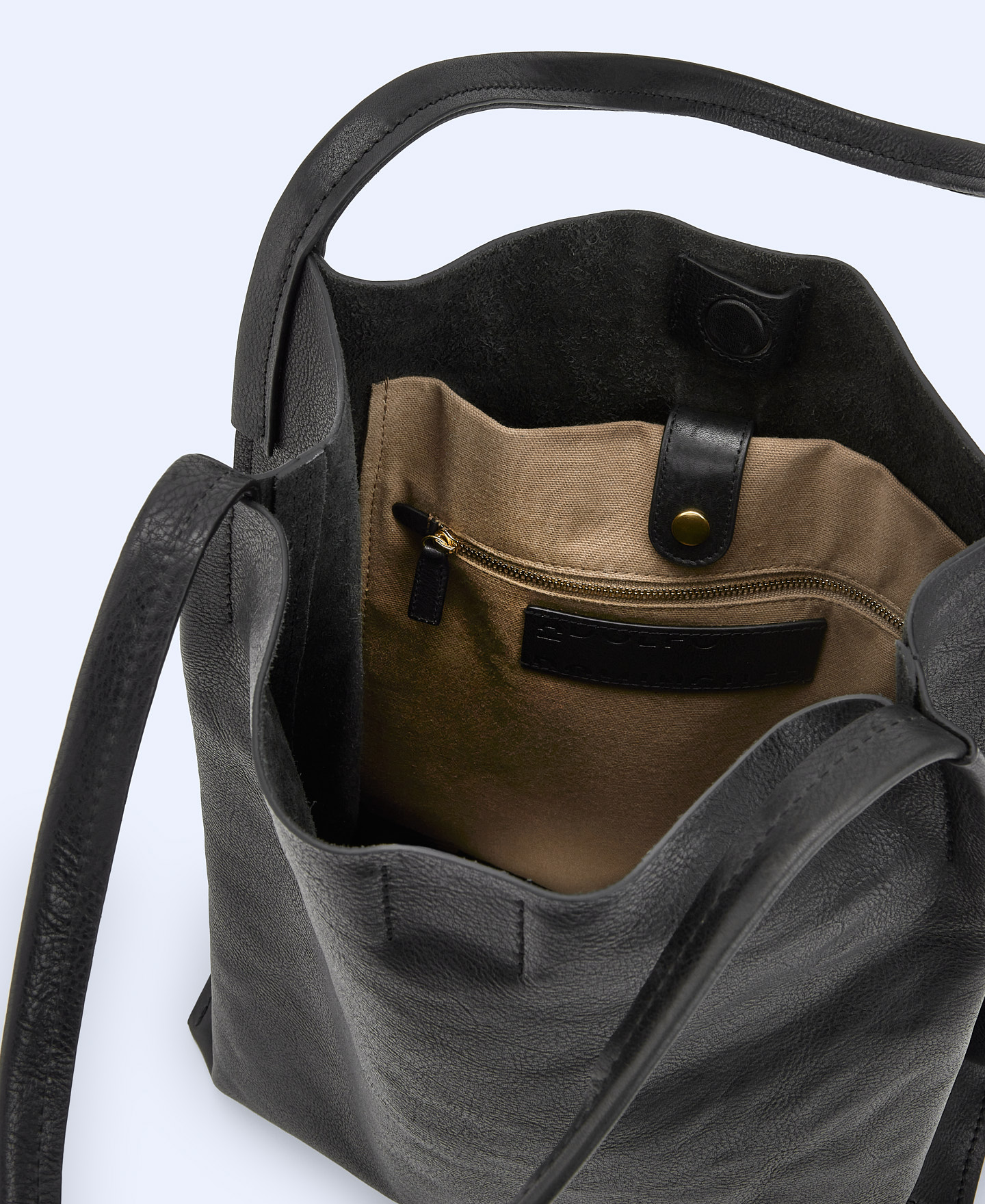 Maxi shopper en piel vaqueta image number 3