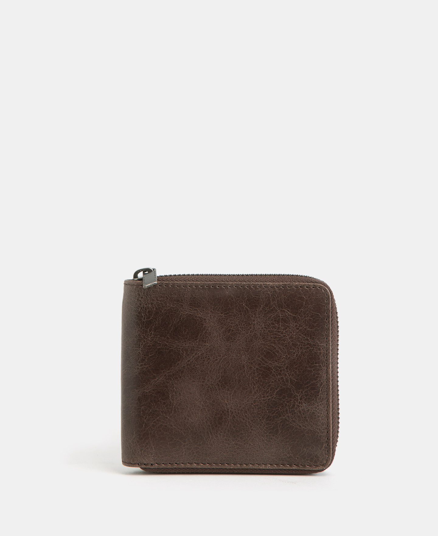 Cartera en piel con cierre cremallera image number 0