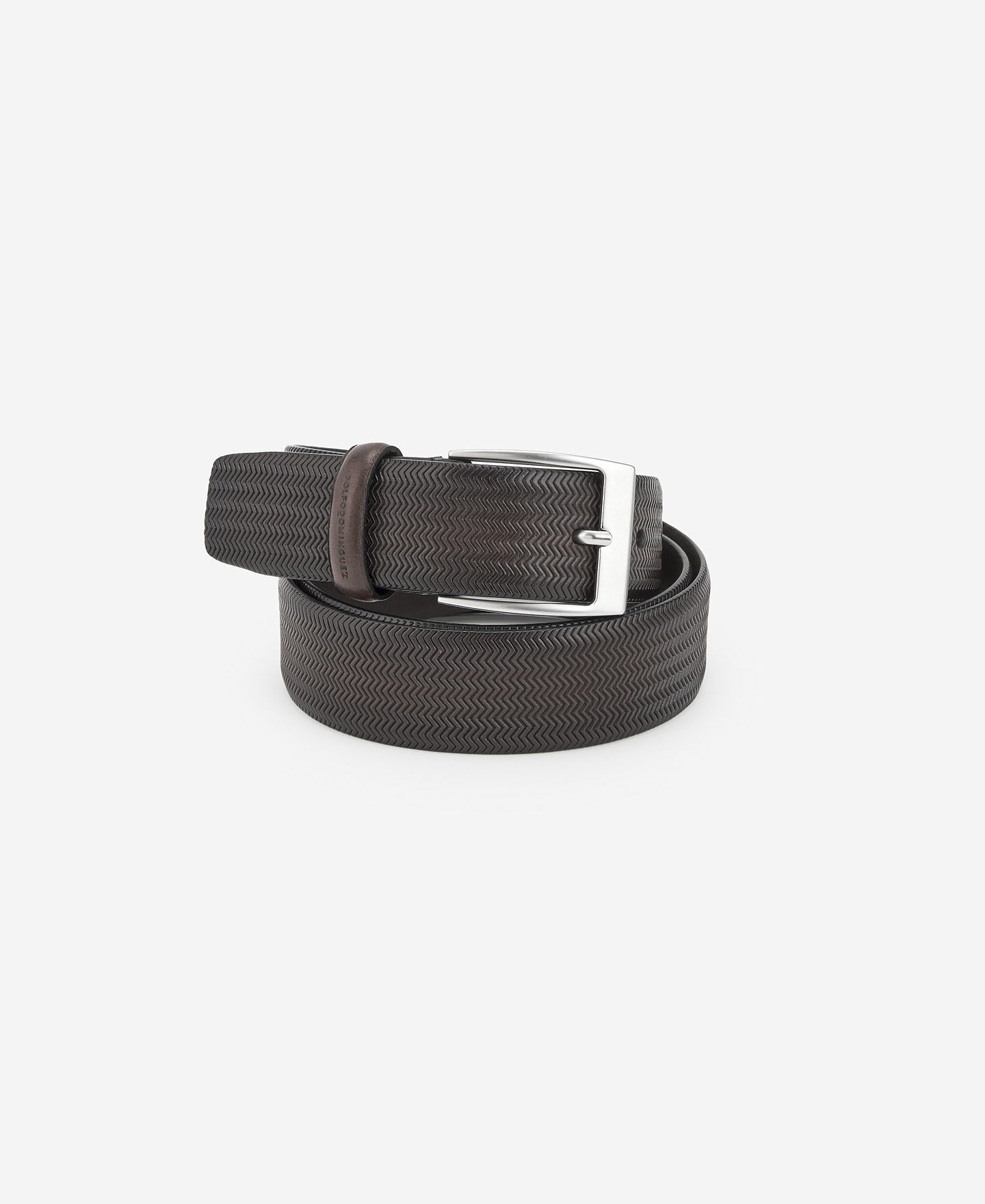Brown leather textured belt image number 1