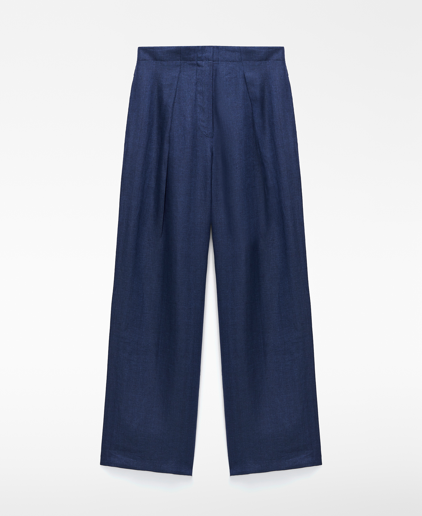 European linen pleated straight trousers image number 4