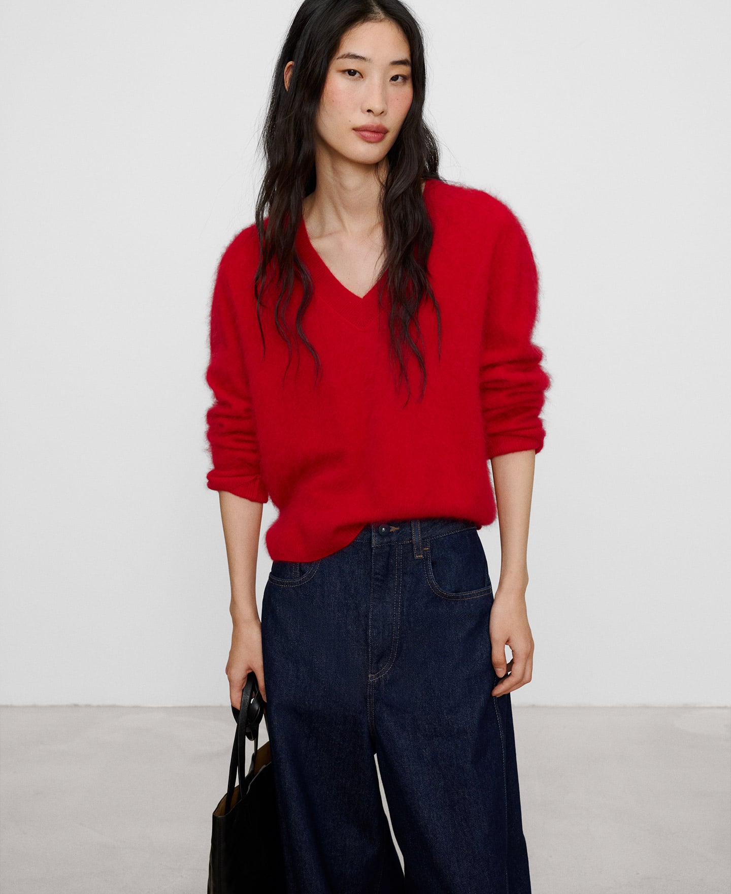 Brushed knit merino wool sweater image number 0