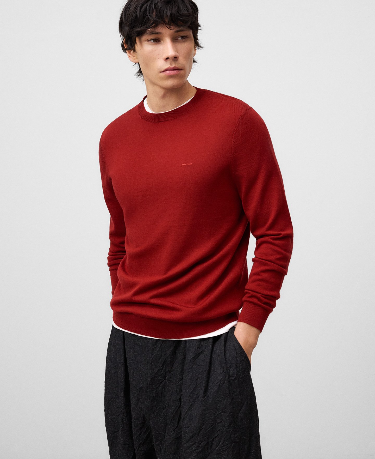 Jersey cuello caja lana merino hombre image number 0