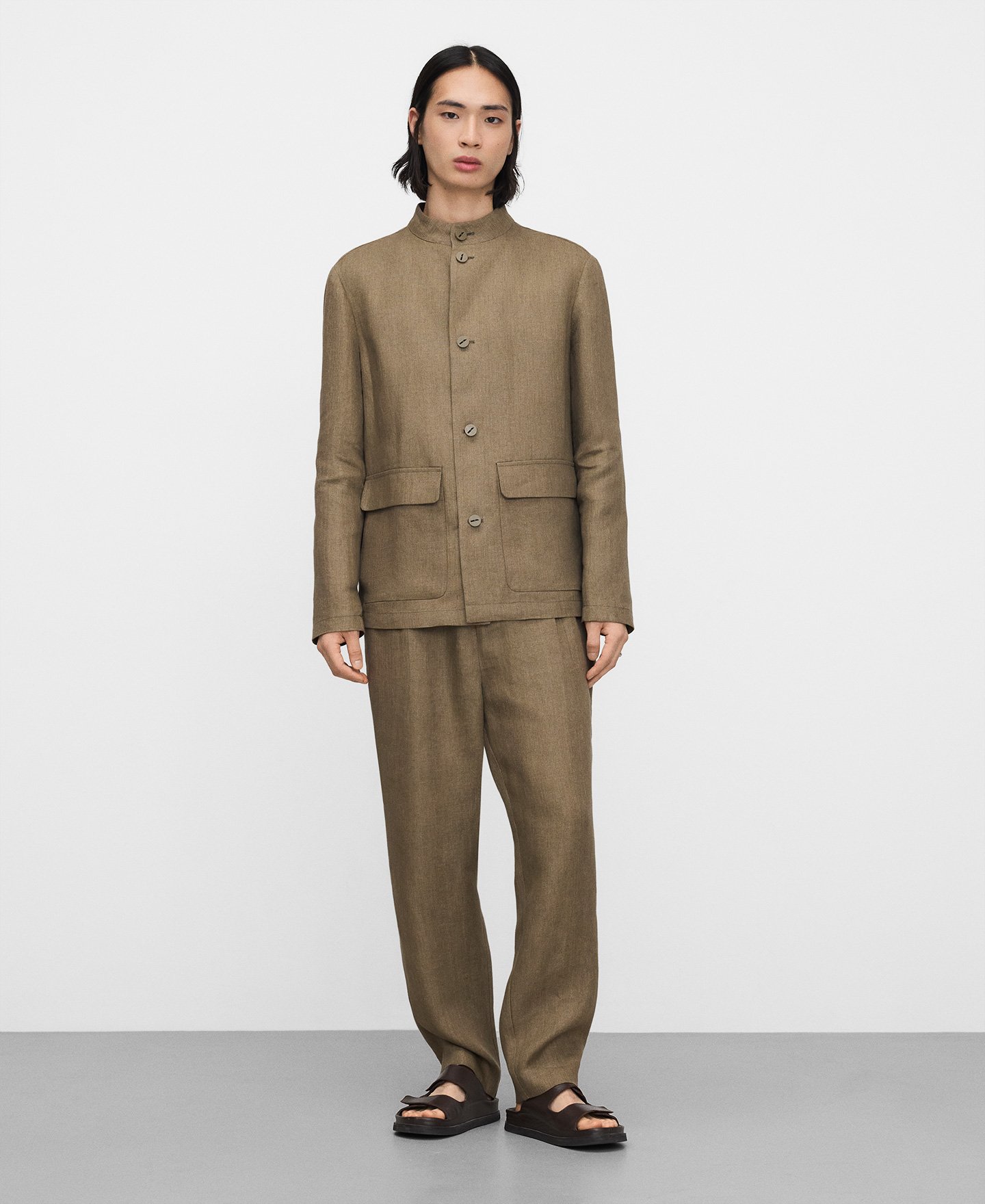 Blazer cuello mao lino europeo image number 1