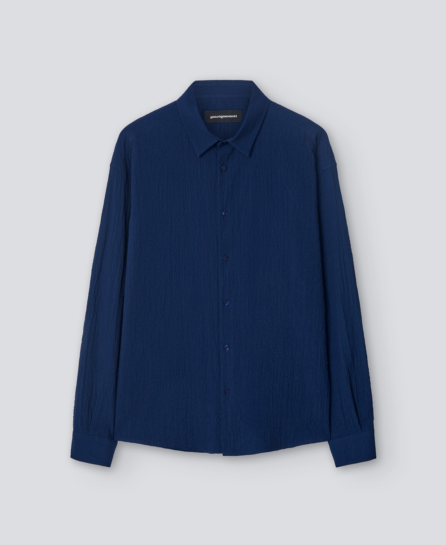 Navy blue cotton shirt man image number 4