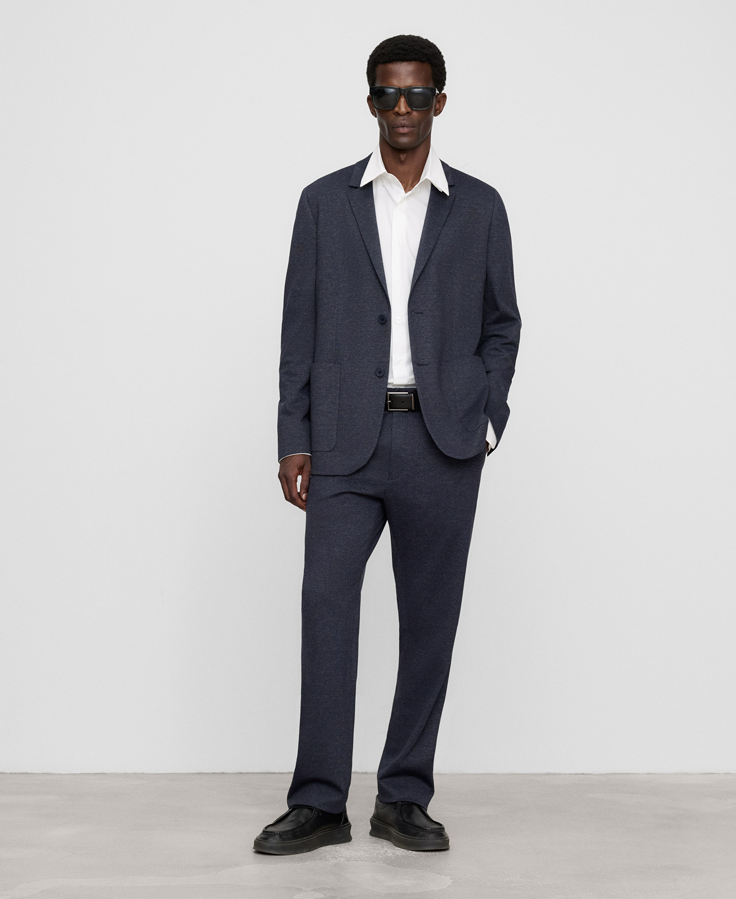 Regular-fit micro-textured trousers image number 1