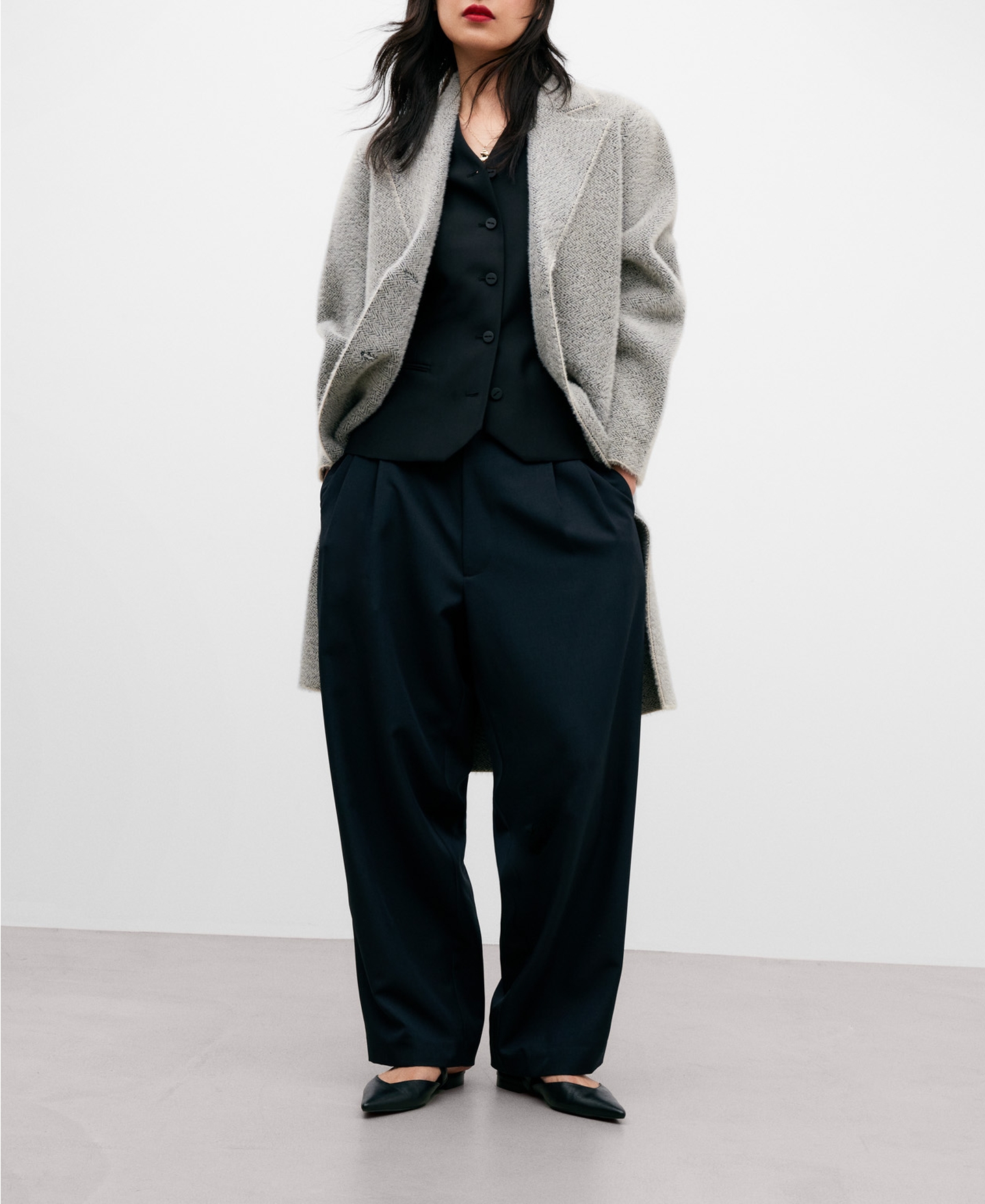 Two-tone nylon fabric coat for women image number 1