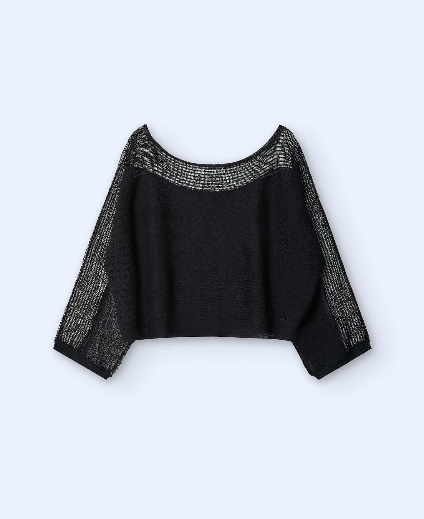 Short sweater with knit lace details image number 4