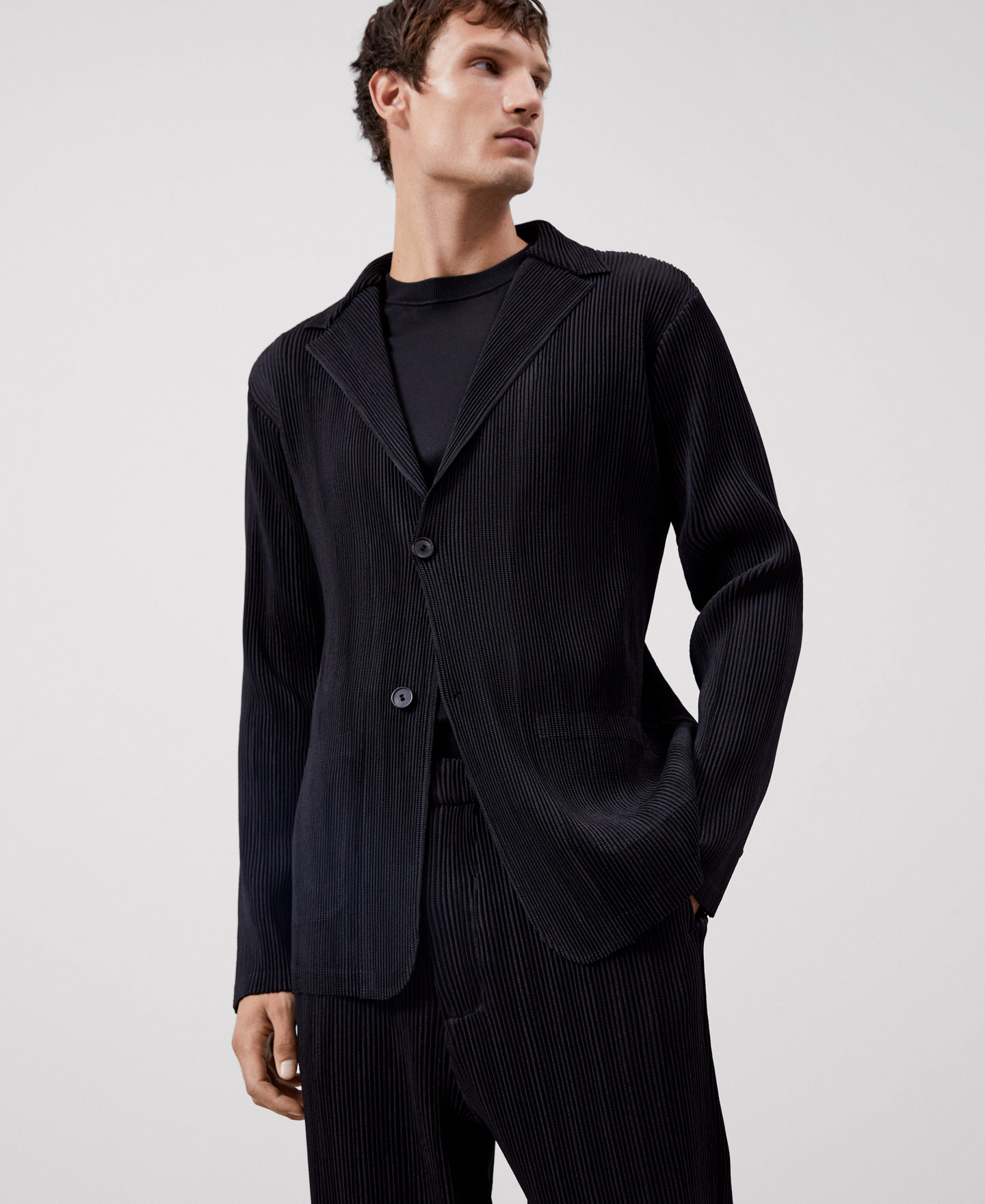 Recycled polyester crinkle blazer image number 0