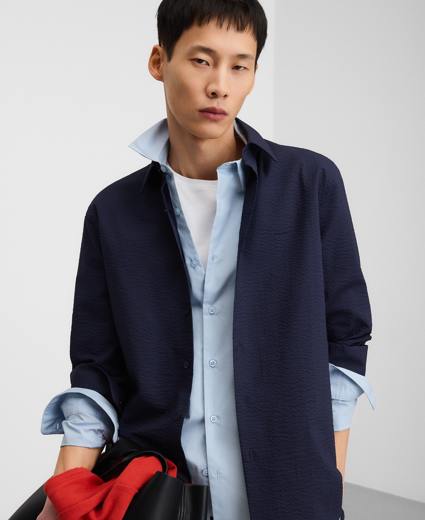 Chemise regular fit en coton seersucker image number 4