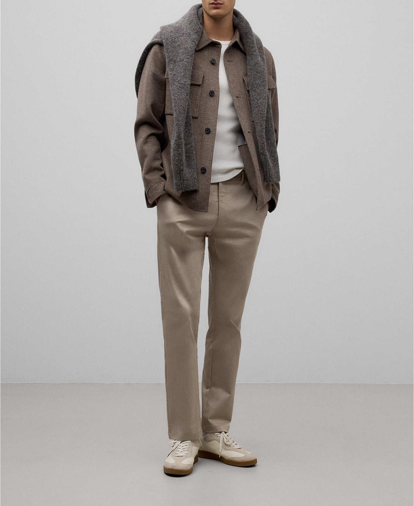 Microtextured chino trousers man image number 1