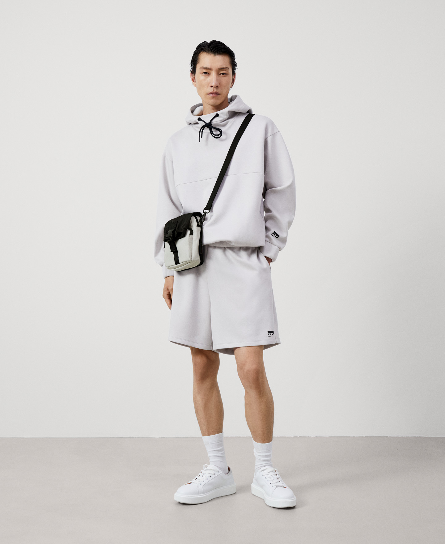 Turtleneck viscose hooded sweatshirt image number 1