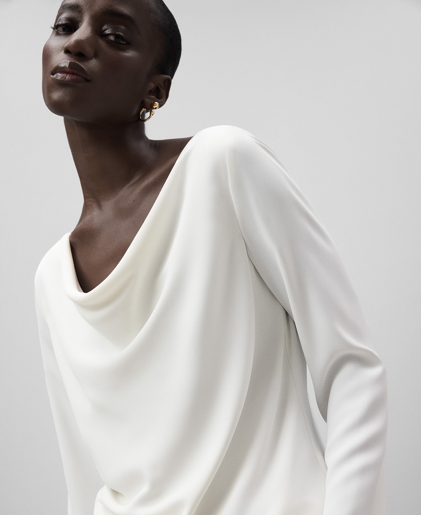 Draped collar top woman image number 3