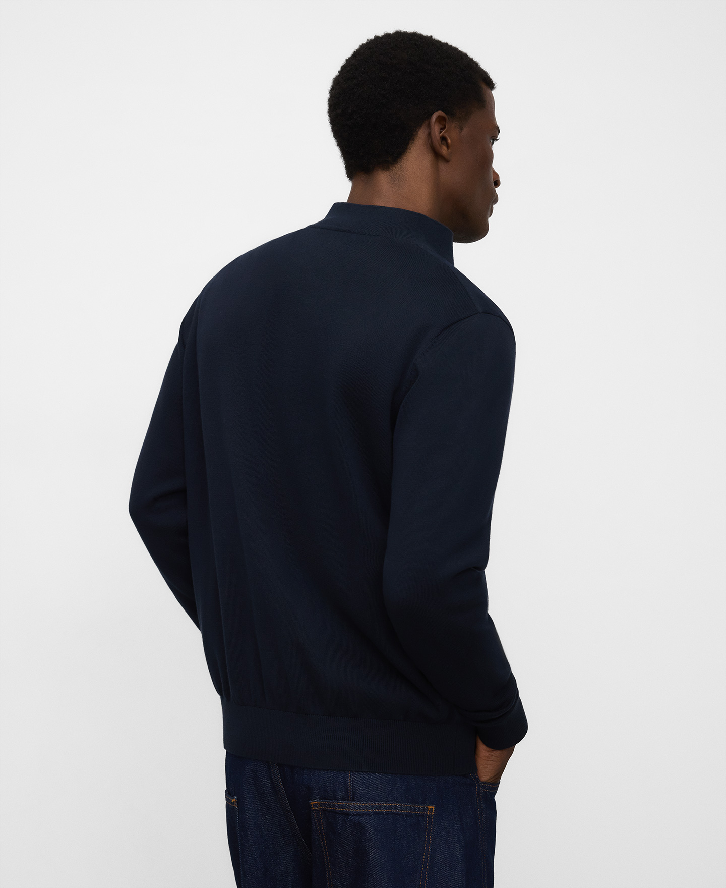 Cotton knit and linen combined jacket image number 2