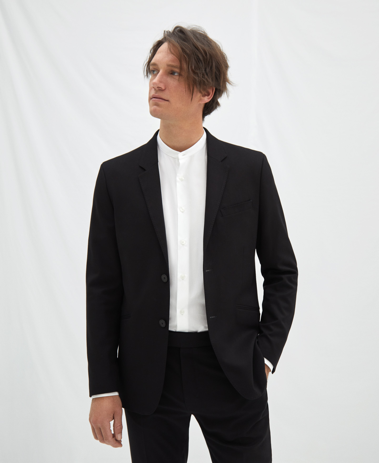 Two button blazer with visible stitching image number 0