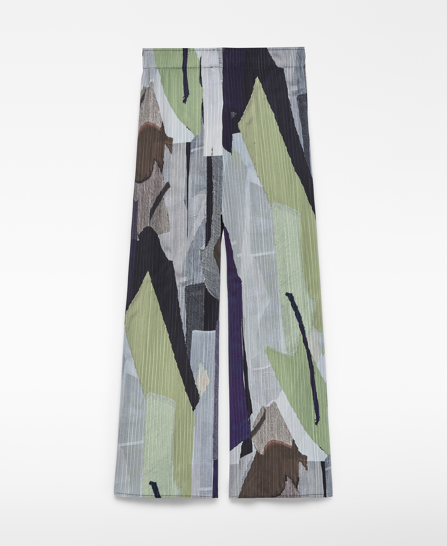 Printed crinkle trousers woman image number 2