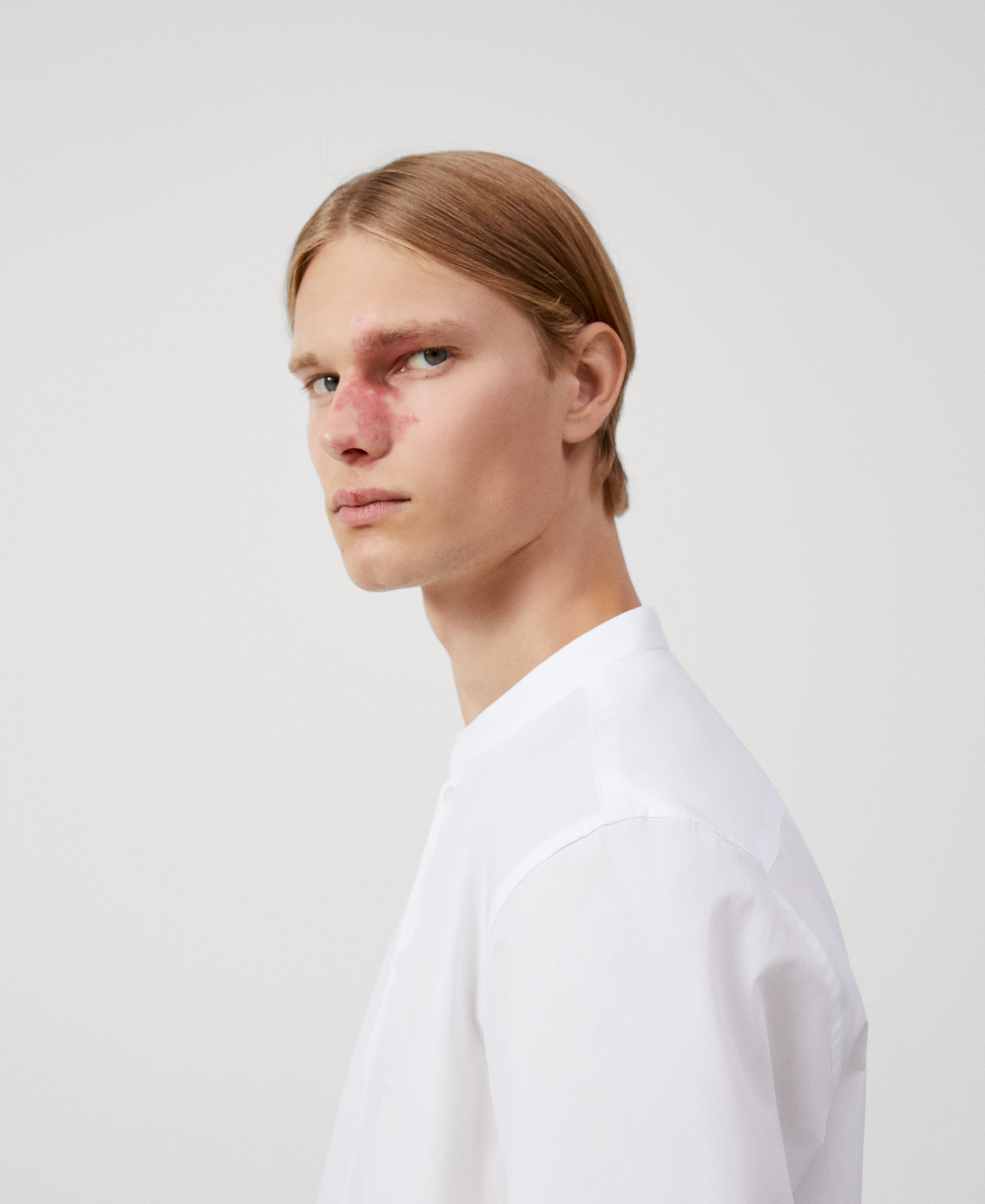 Mandarin collar organic cotton shirt image number 3