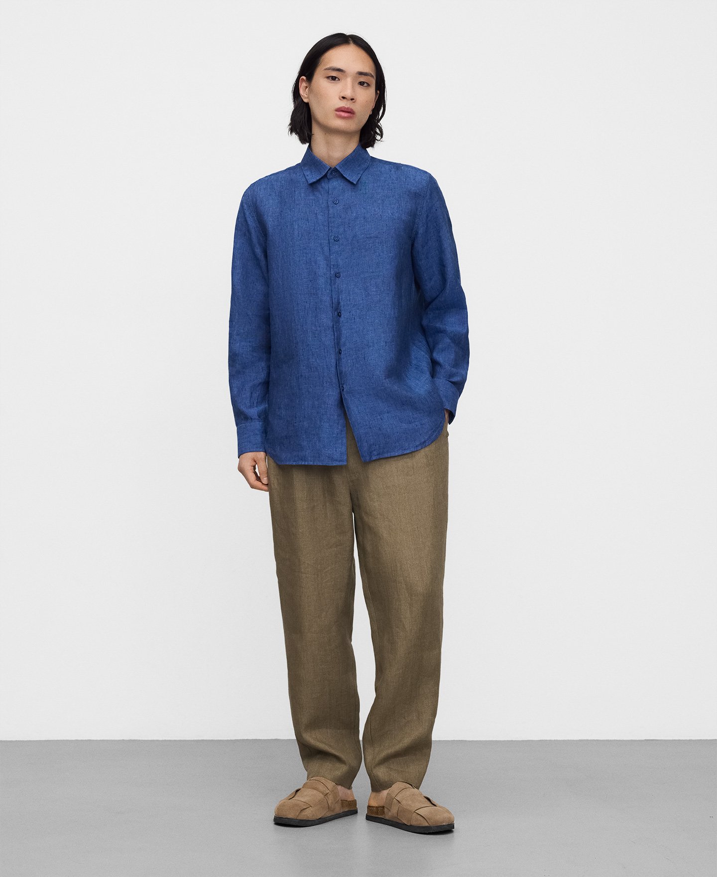 Linen regular fit spread collar shirt image number 1